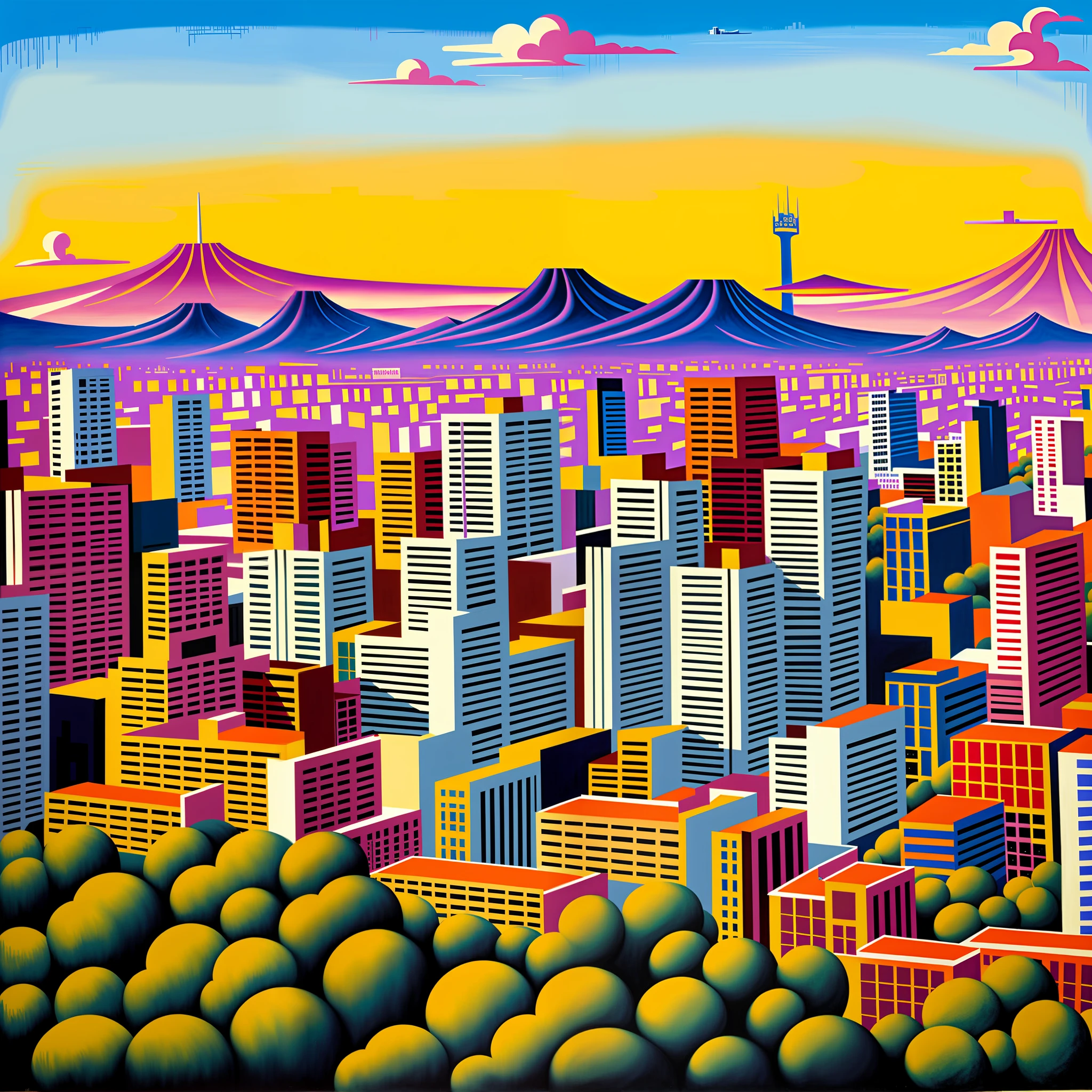 Belo Horizonte city center, robert laduke style painting