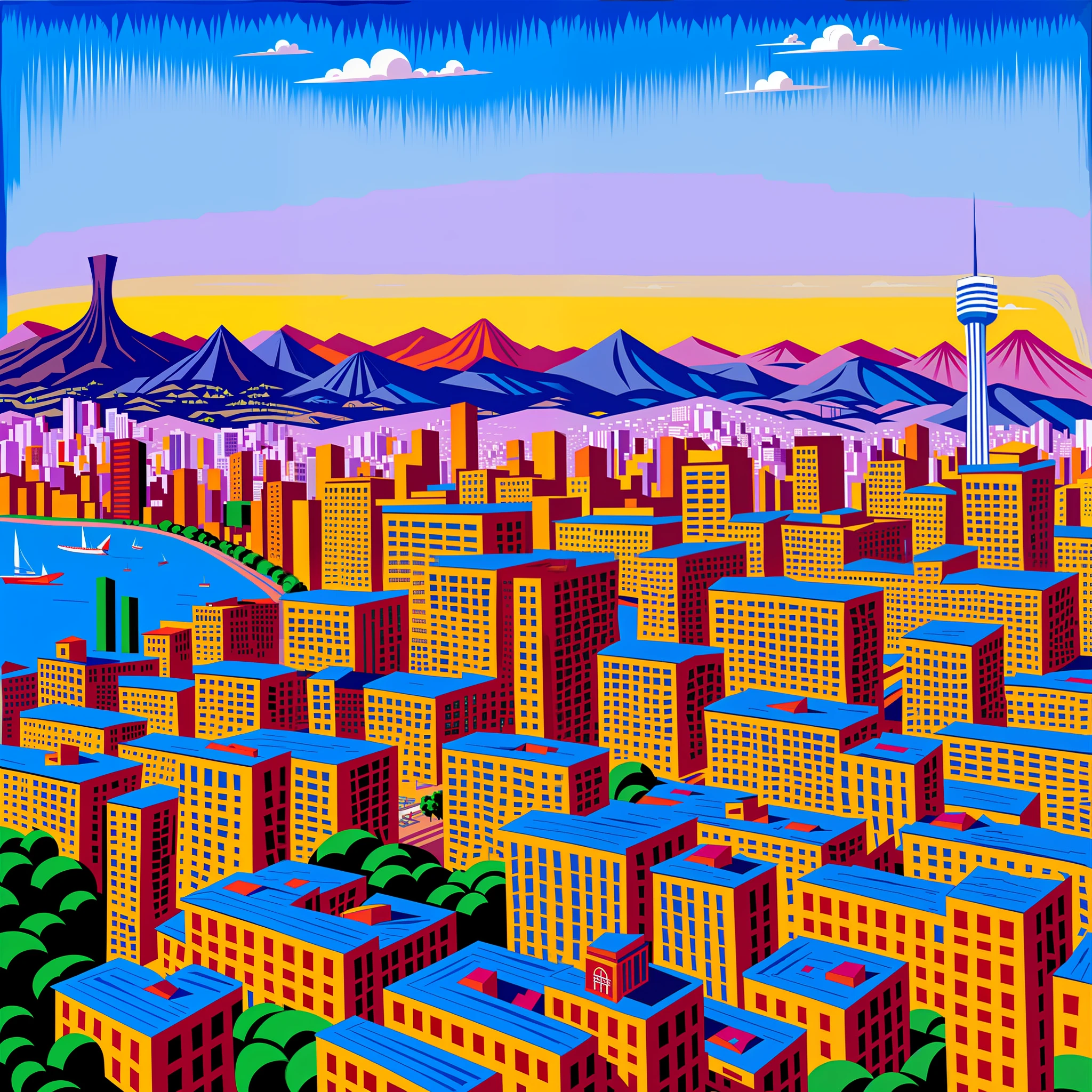 Belo Horizonte city center, robert laduke style painting