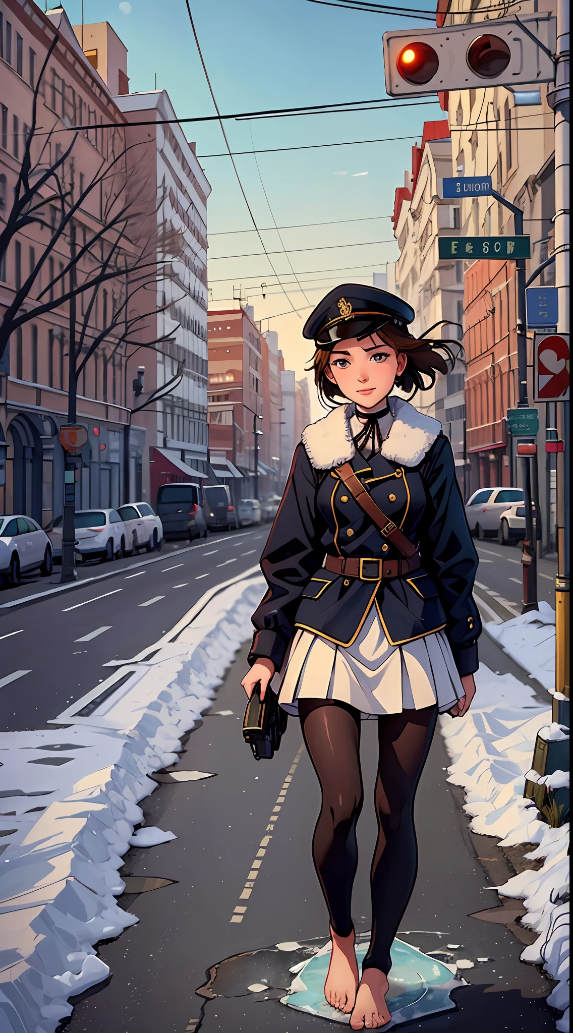 A girl walks barefoot around the city,
A traffic light gives way to the girl.
An air guard smiles from above,
The girl nods her head in response.
And somewhere outside the city there is spring ice,
The girl is parted by the people.
Girl on Pushkinskaya to Ligovsky bypassing,
A steamer sails along the canal