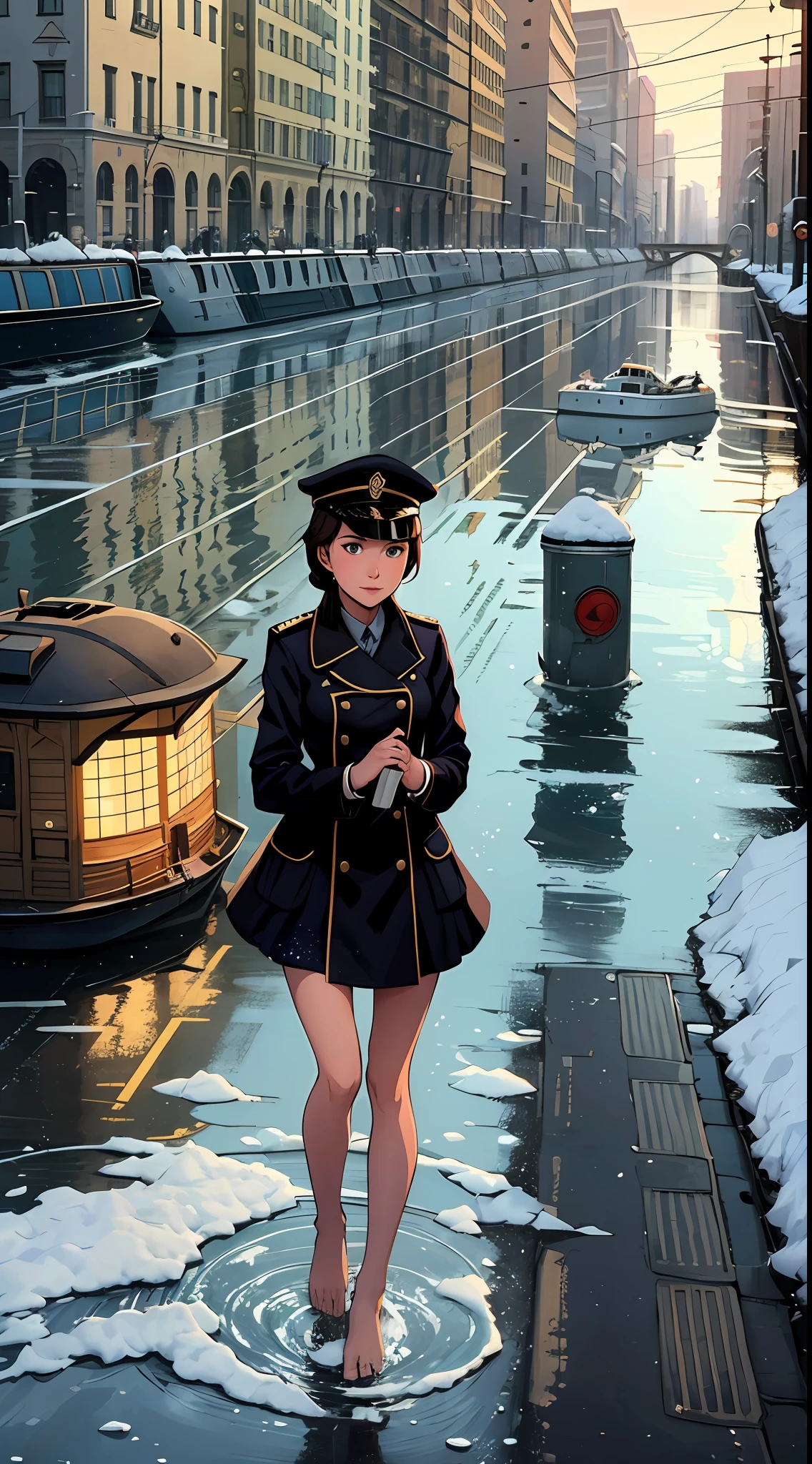 A girl walks barefoot around the city,
A traffic light gives way to the girl.
An air guard smiles from above,
The girl nods her head in response.
And somewhere outside the city there is spring ice,
The girl is parted by the people.
Girl on Pushkinskaya to Ligovsky bypassing,
A steamer sails along the canal