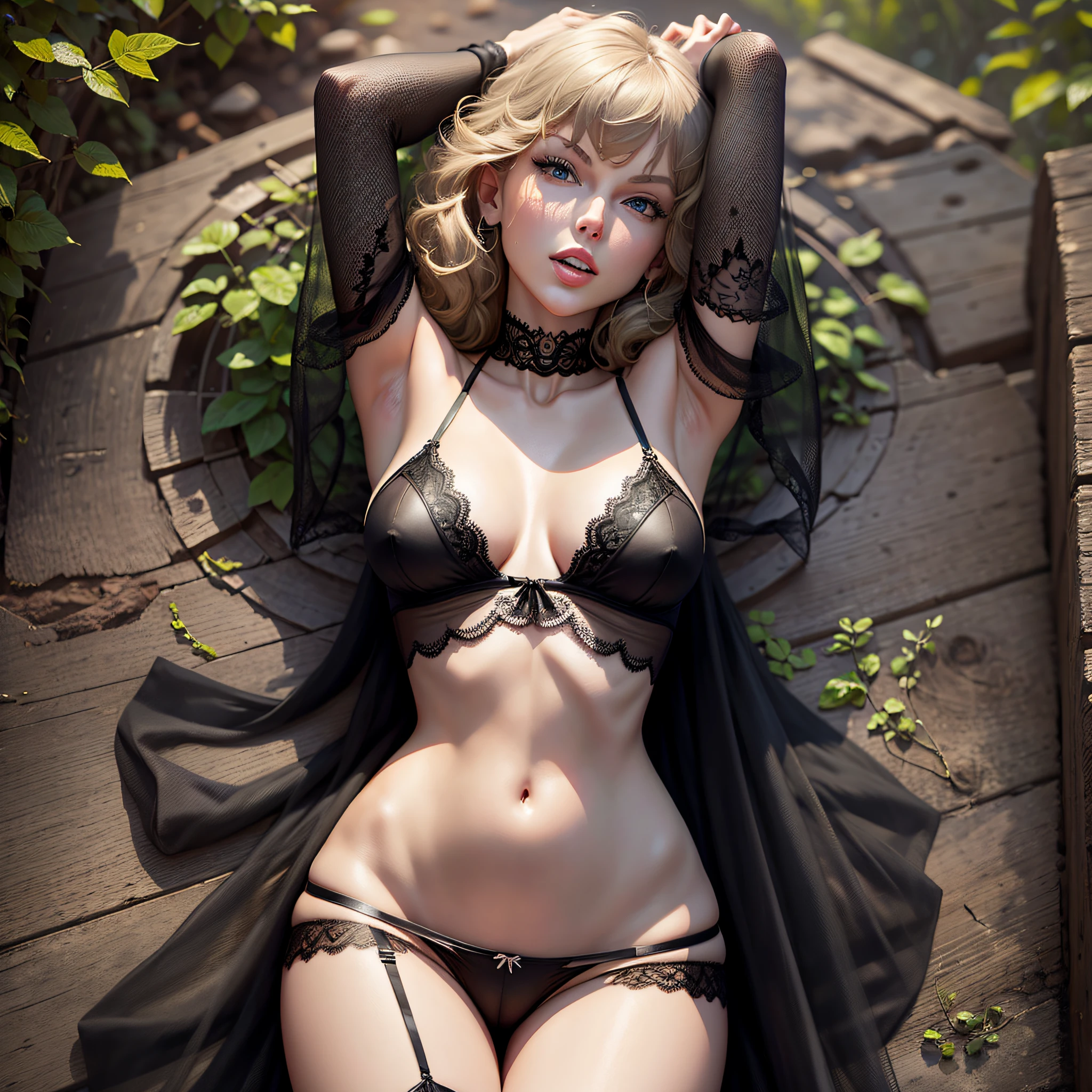 Taylor Swift, black sheer lace lingerie, black sheer tong, outdoors, legs open, real photo --auto --s2
