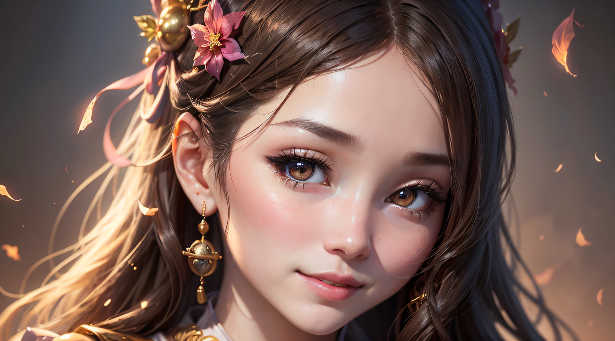 best quality, masterpiece, high resolution, 1girl,blush,(seductive smile: 0.8),star-shaped pupils,china hanfu,hair ornament,necklace,jewelry,beautiful face,upon_body, tyndall effect,photorealistic, dark studio, rim lighting, two tone lighting, (highly detailed skin: 1.2), 8k uhd, dslr, soft lighting, high quality, volumetric lighting, sincere, Photography, high resolution, 16k, 32k, Bok --auto --s2