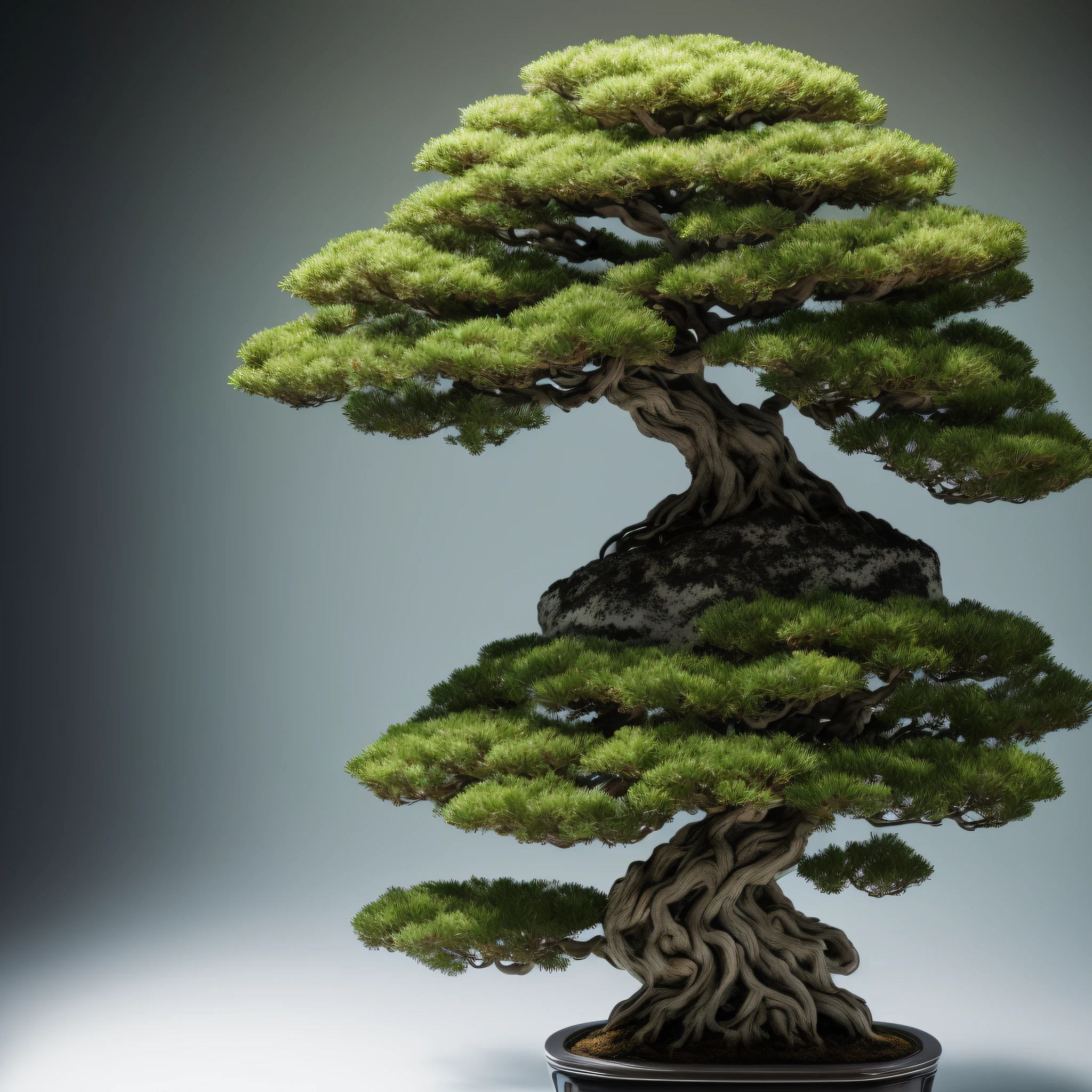 A bonsai tree, realistic, photography, photographic studio lighting, photographed by a Phase One camera, details in hdr sharpness, hyperfocus, 8K, ultra realistic, clean background