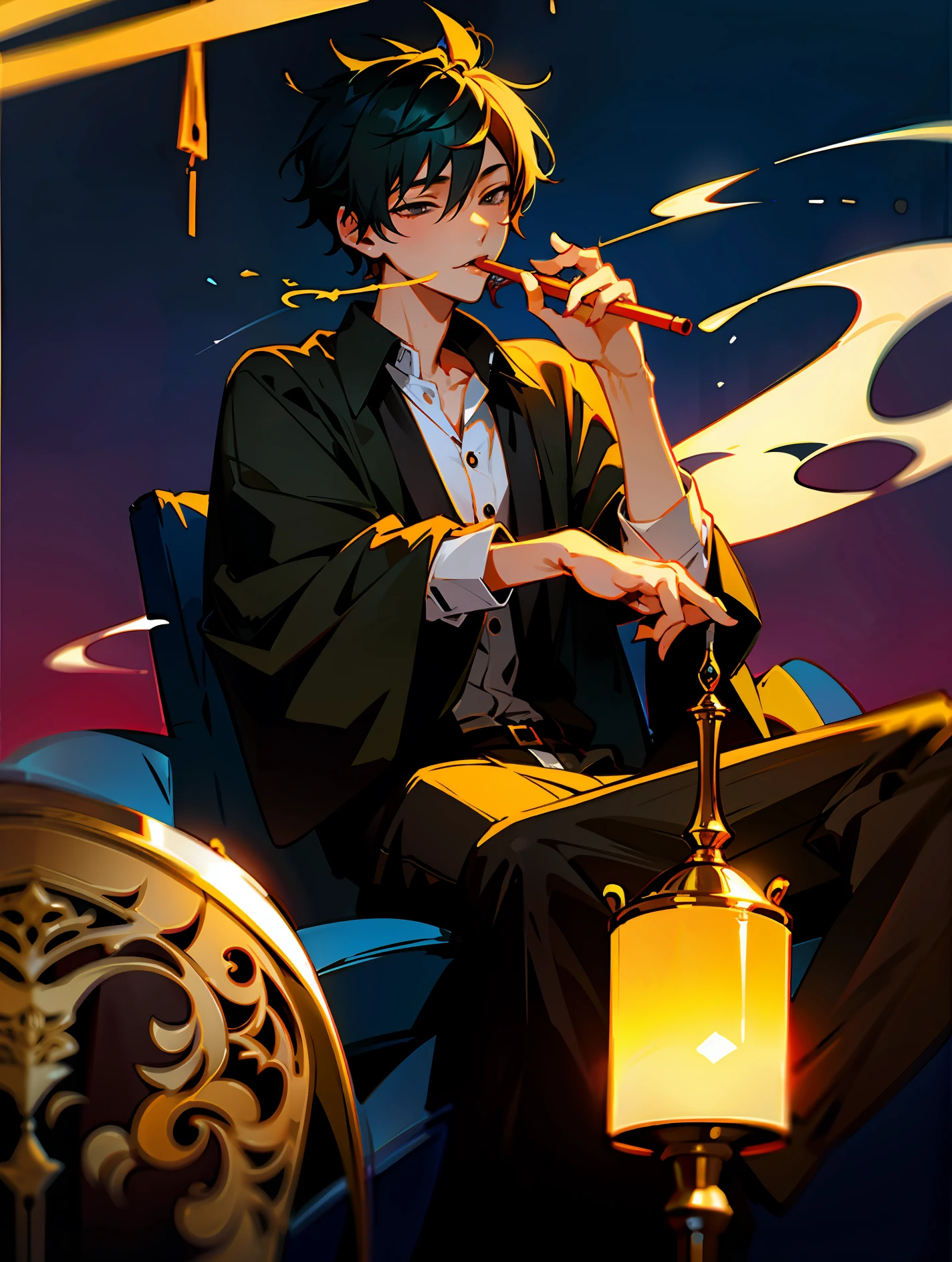 Boy enjoying shisha