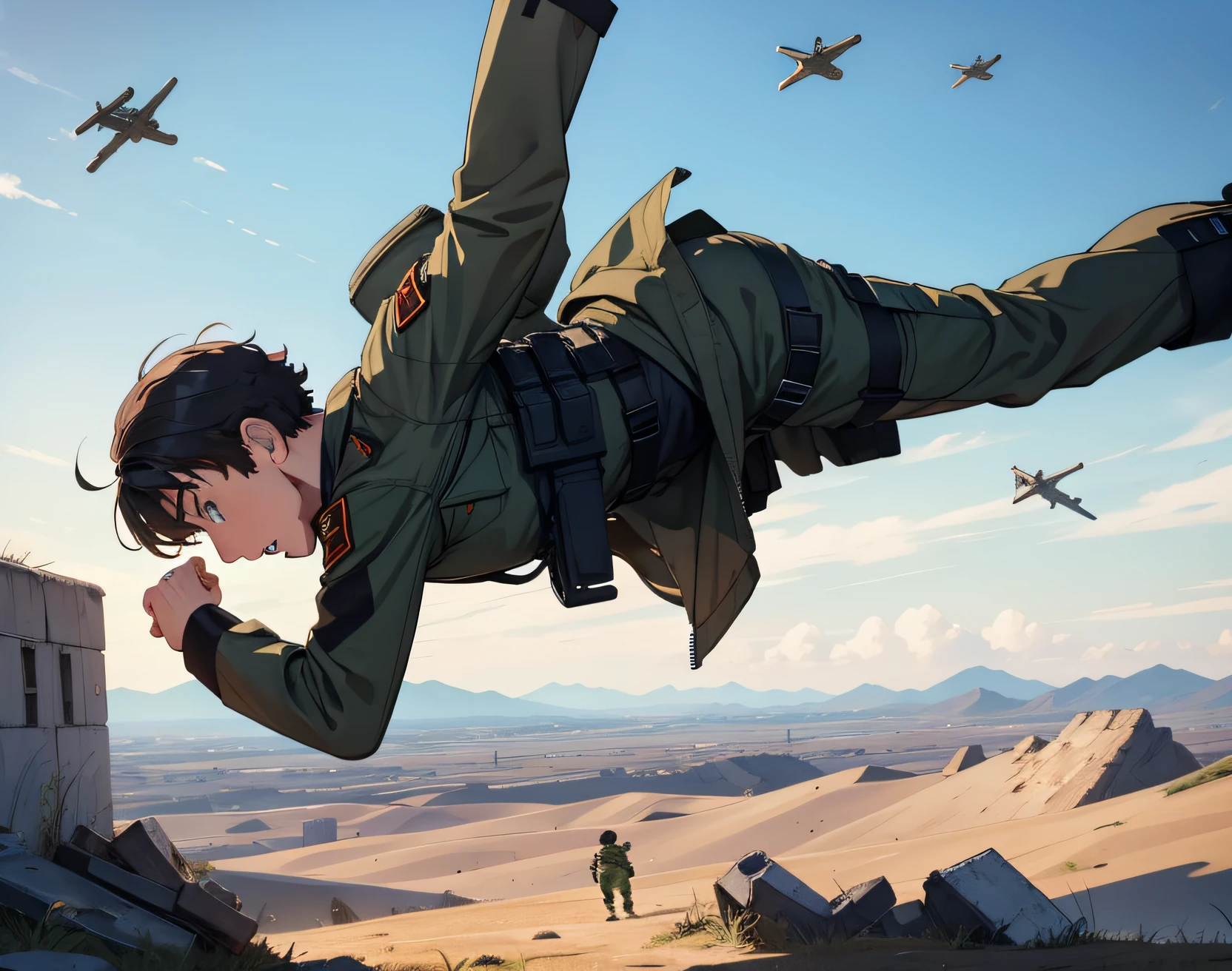 Boys, soldiers, falling from the sky, solo