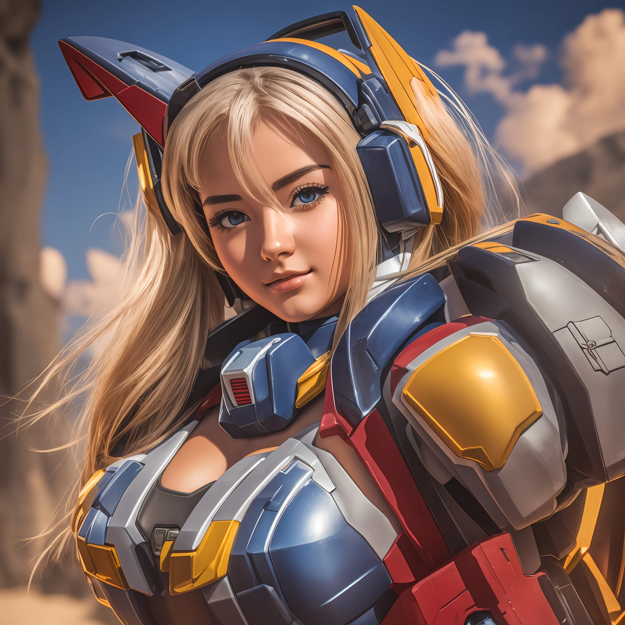 Beautiful girl wearing Gundam RX-78 bikini motor armor, perfect face shape and figure, real shot, 8K