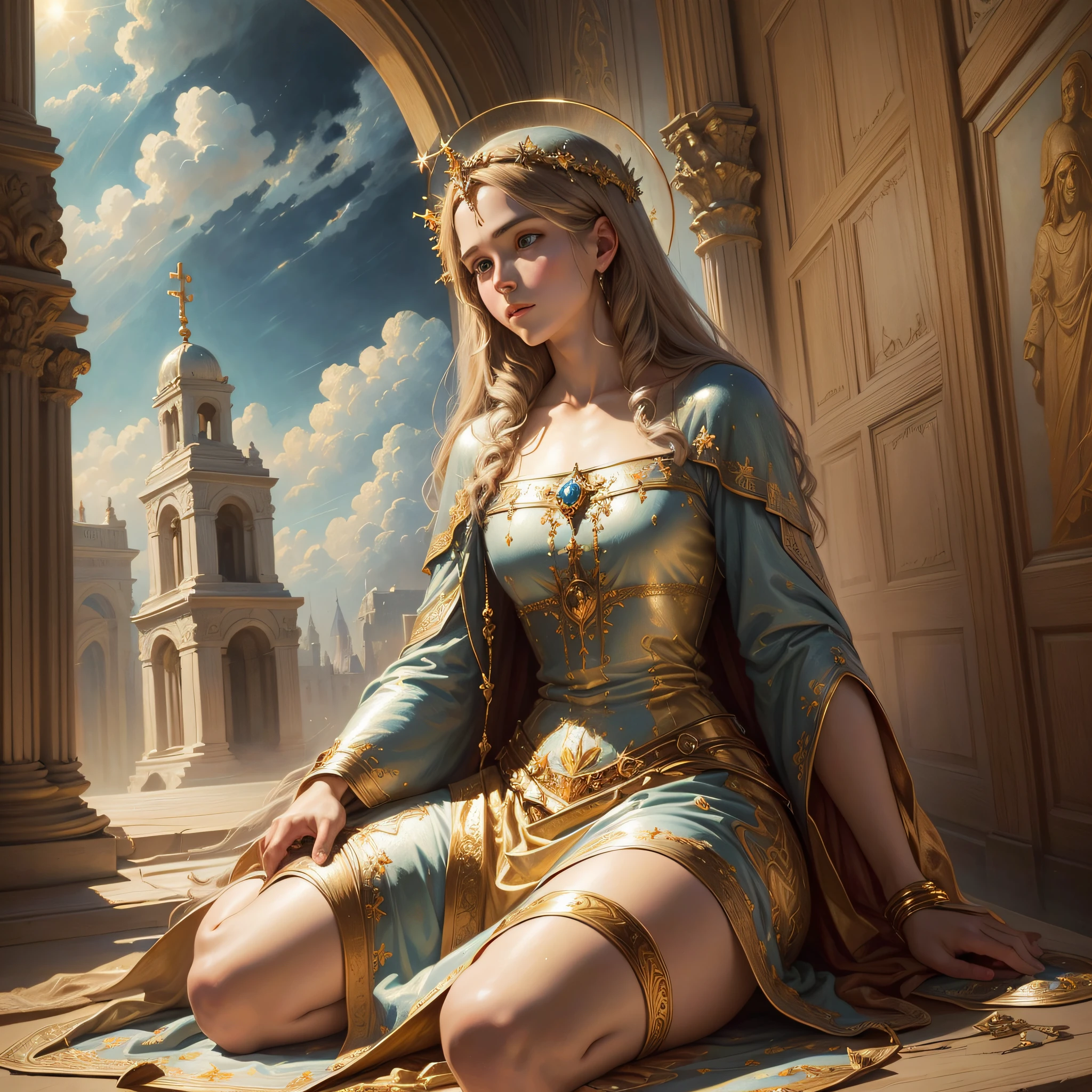 Jesus Christ, Christian art, high quality, highly detailed, (heavenly bodies), painting, in the style of Greg Olsen --auto --s2