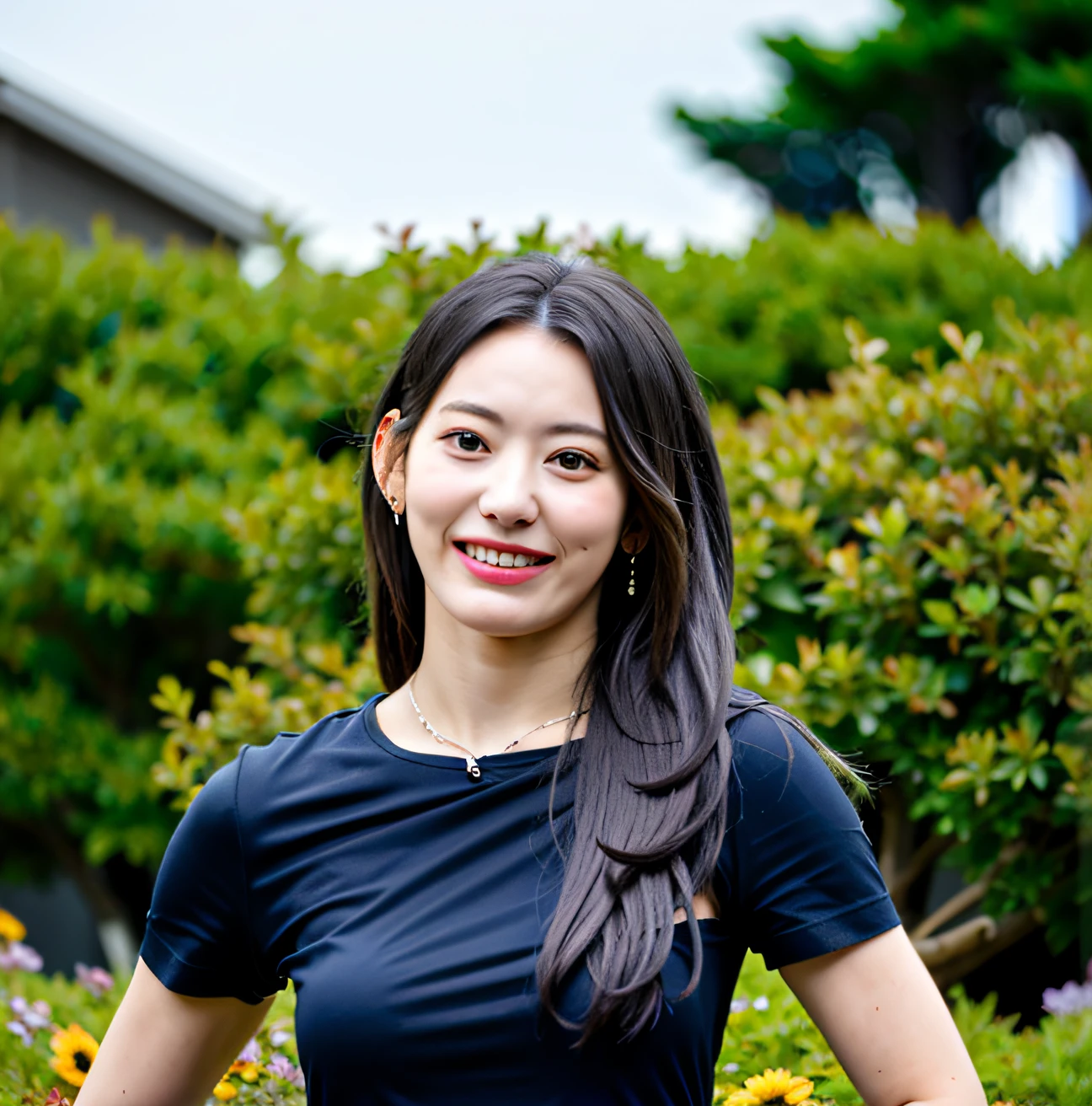 ,(photorealistic:1.4) ,(perfect anatomy), a girl, in garden,  80mm lens