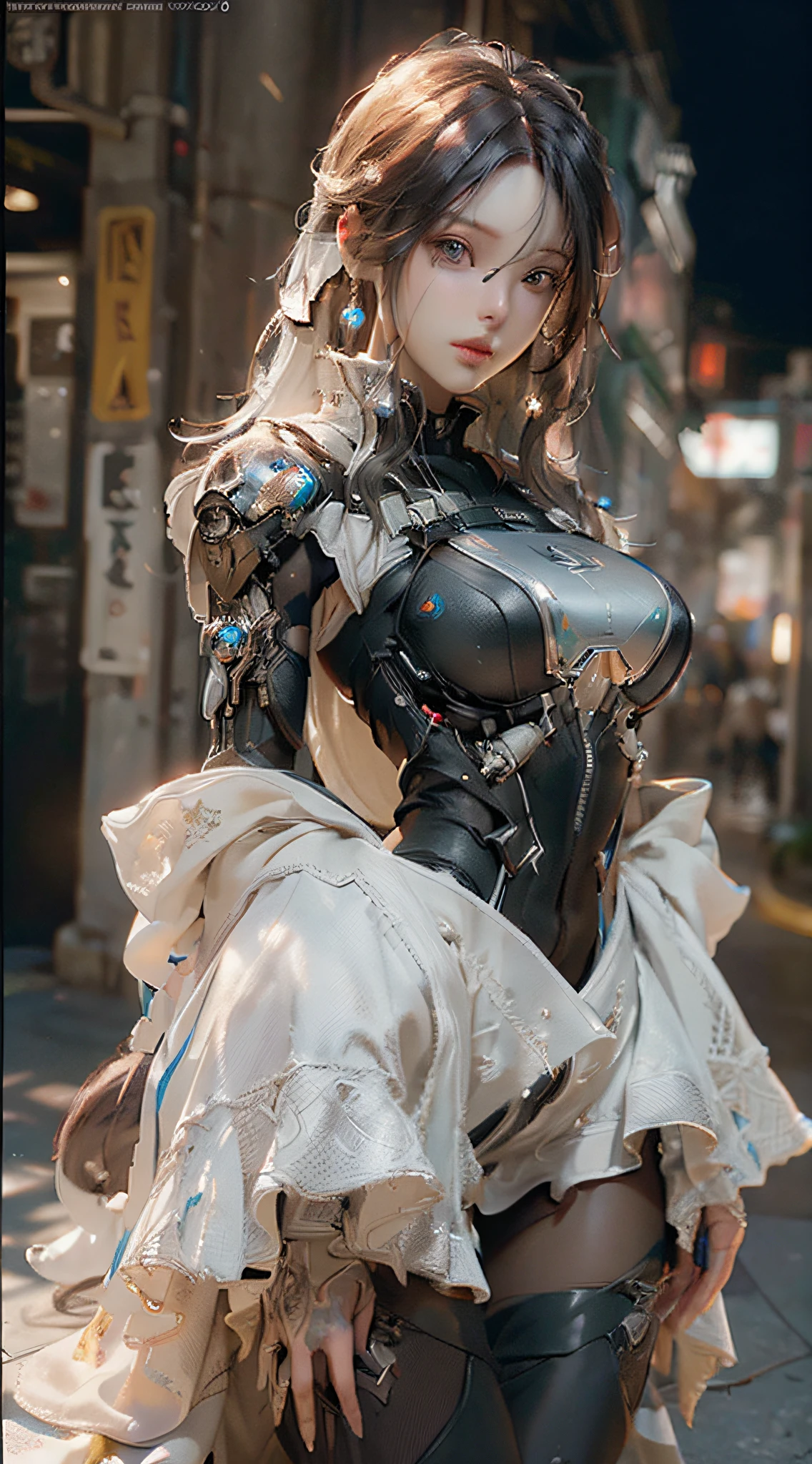 ((Best quality)), ((masterpiece)), (detailed:1.4), 3D, an image of a beautiful cyberpunk female,HDR (High Dynamic Range),Ray Tracing,NVIDIA RTX,Super-Resolution,Unreal 5,Subsurface scattering,PBR Texturing,Post-processing,Anisotropic Filtering,Depth-of-field,Maximum clarity and sharpness,Multi-layered textures,Albedo and Specular maps,Surface shading,Accurate simulation of light-material interaction,Perfect proportions,Octane Render,Two-tone lighting,Wide aperture,Low ISO,White balance,Rule of thirds,8K RAW,