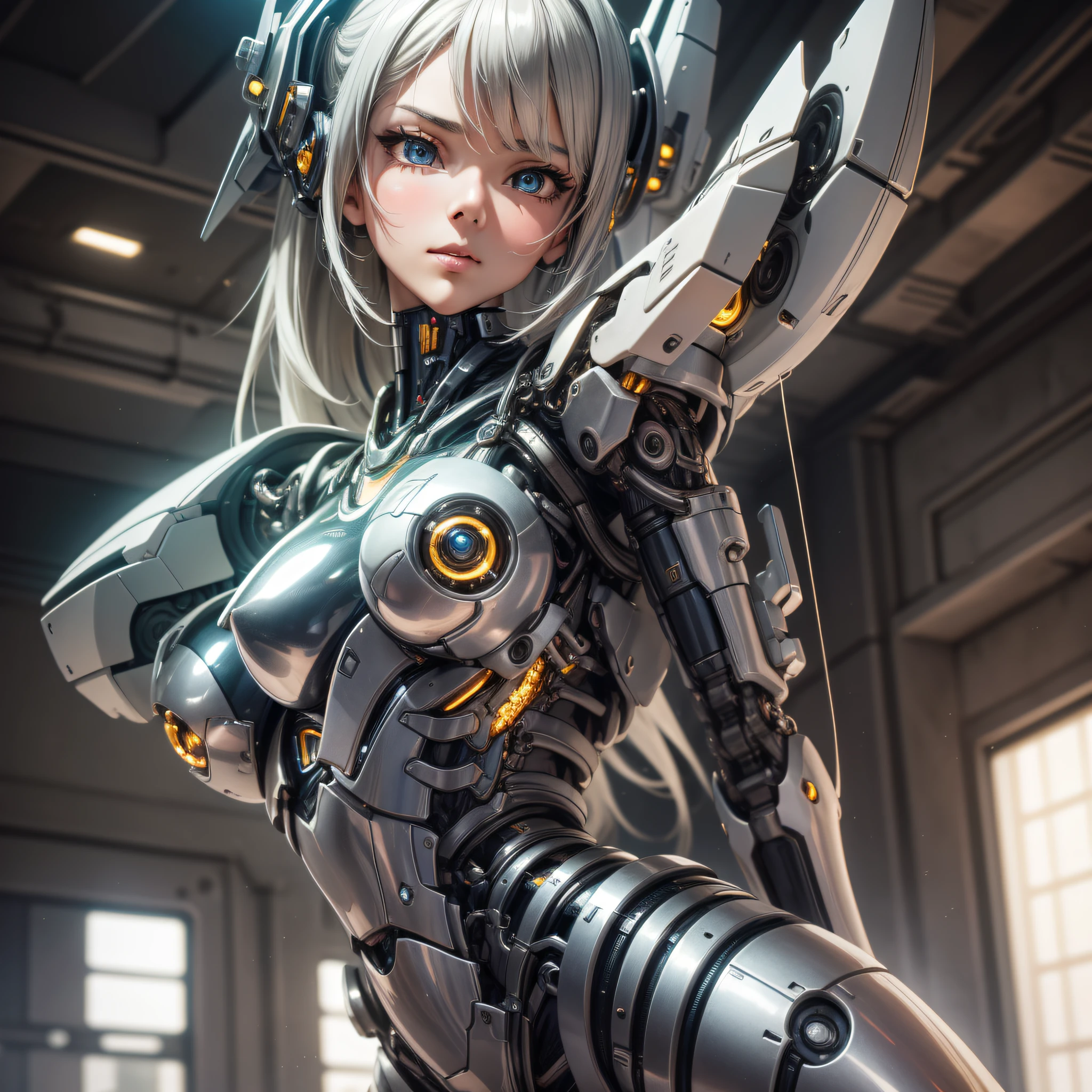 Cute girl, made of metal, (Cyborg: 1.1), ([Tail | Detail Wire]: 1.3), (Complex Detail), HDR, (Complex Detail, Ultra Detail: 1.2), Cinematic Shot, Masterpiece, Best Quality, High Resolution, Vaginal Foreign Object Insertion, Centering