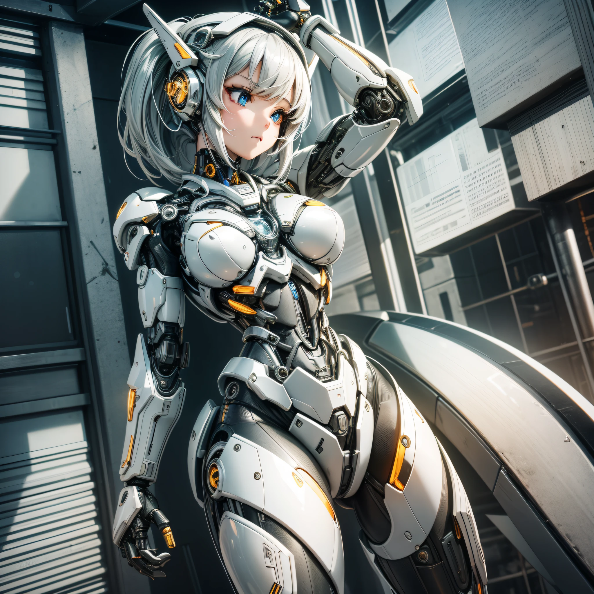 Cute girl, made of metal, (Cyborg: 1.1), ([Tail | Detail Wire]: 1.3), (Complex Detail), HDR, (Complex Detail, Ultra Detail: 1.2), Cinematic Shot, Masterpiece, Best Quality, High Resolution, Vaginal Foreign Object Insertion, Centering