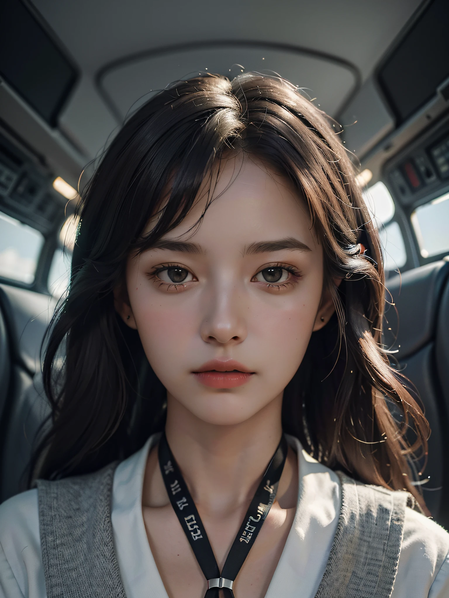 best quality,(RAW photo:1.2),(masterpiece:1.4),(photorealistic:1.4),(highres:1.4), 1girl, depth of field, flight attendant, intricately detailed,8k, extremely detailed, perfect lighting, epic background