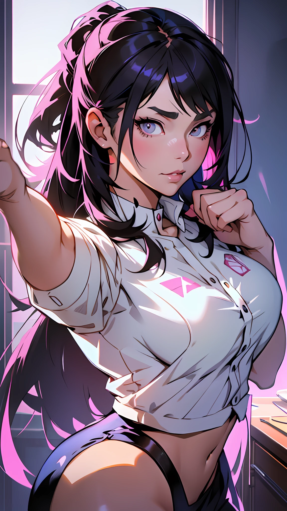 a woman in a white shirt is holding her hair up, seductive anime girl, clean detailed anime art, anime. soft lighting, detailed digital anime art, ilya kuvshinov with long hair, anime realism style, extremely detailed artgerm, realistic anime art style, painted in anime painter studio, ilya kuvshinov. 4 k, highly detailed exquisite fanart