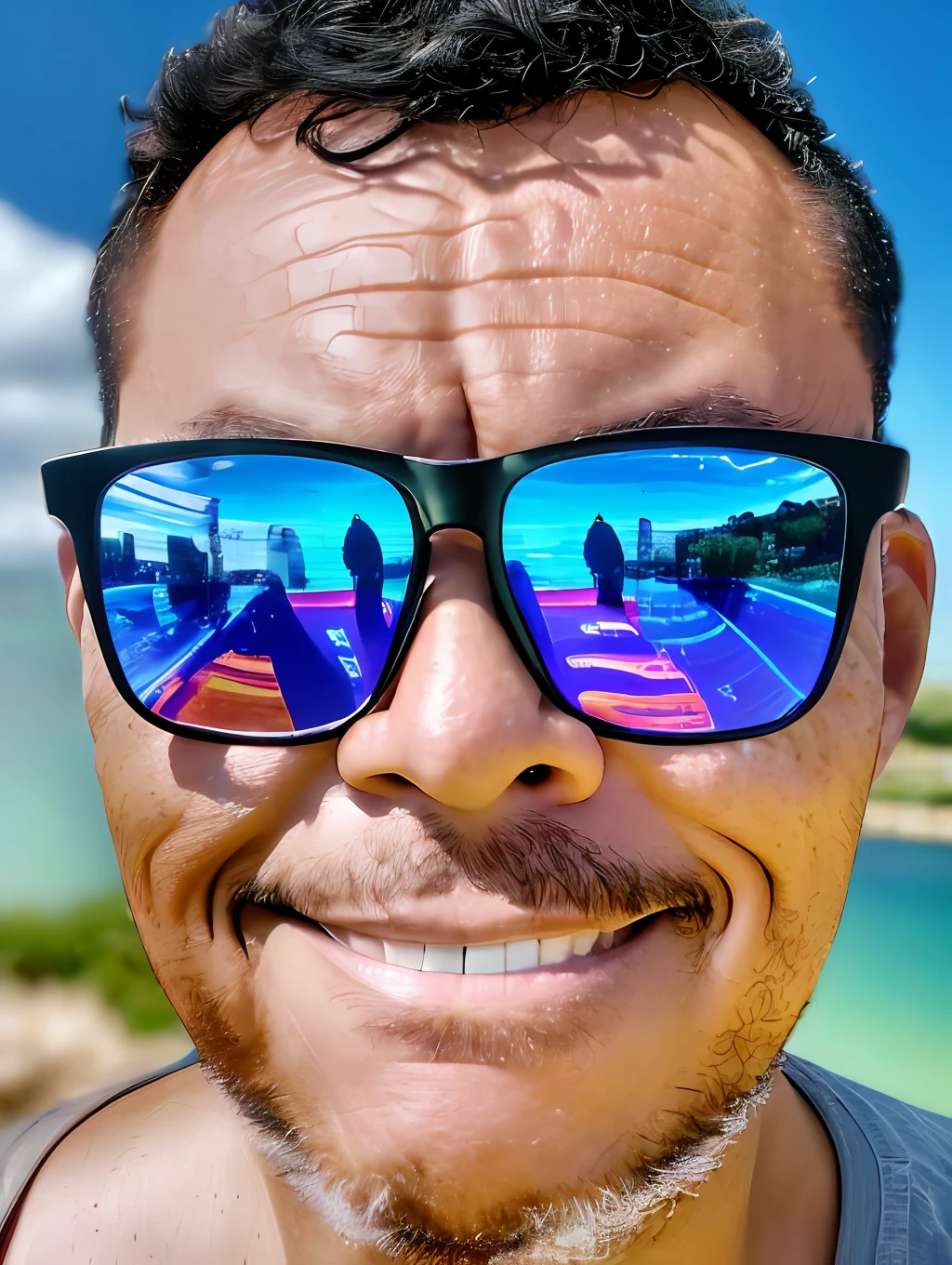 guttonerdvision5, detailed photograph of one (man with glasses: 1.3), full body,detailed face, (storm: 1.2), (waves: 1.3), ocean, (lighthouse background: 1.3), (center of image: 1.2), (cowboy photo: 1.4), looking at the camera, pose for photography, realistic, masterpiece, high quality, backlighting, (lens reflection:1.1), (flowering:1.1), (chromatic aberration:1.1)