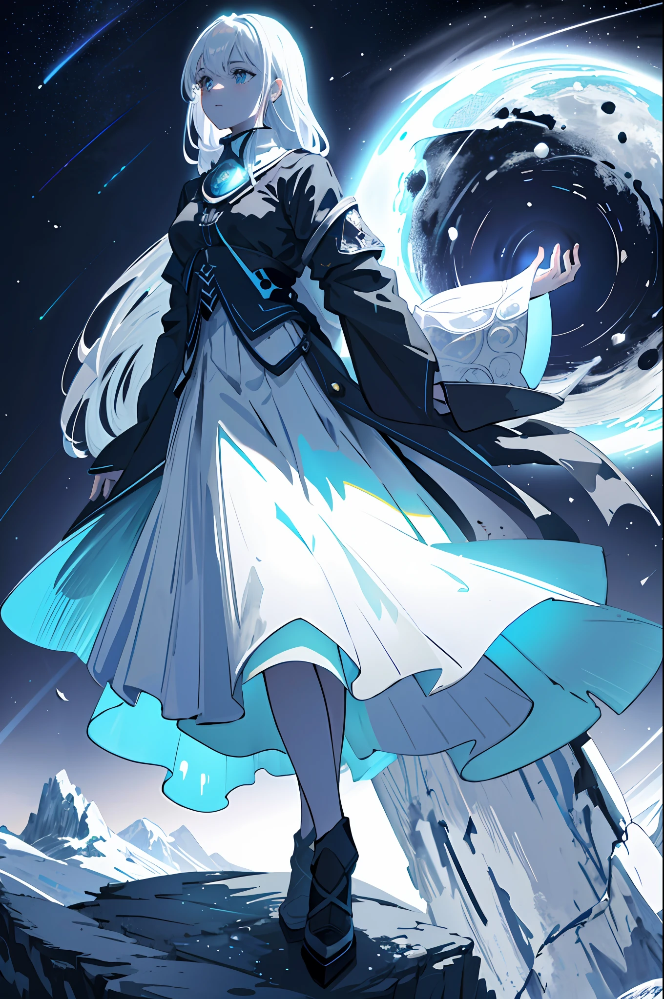 1girl, mature, long silver hair, night, mountain, aurora, moon,((random camera shoot1.4)),(random body pose:1.4),girl sitting on rock at peak of mountain during night looking up of sky aurora,
volumetric lighting, dynamic lighting, dynamic composition, reflection, caustics, subsurface scattering, (masterpiece, best quality, ultra-detailed, best shadow), high contrast, (best illumination, an extremely delicate and beautiful), ((cinematic light)), colorful, hyper detail, dramatic light, intricate details, stunning gradient colors, no watermark signature,(detailed background),(ultra detailed), (best shadow:1.1)+++++,(high contrast)+++,(best illumination)+++,