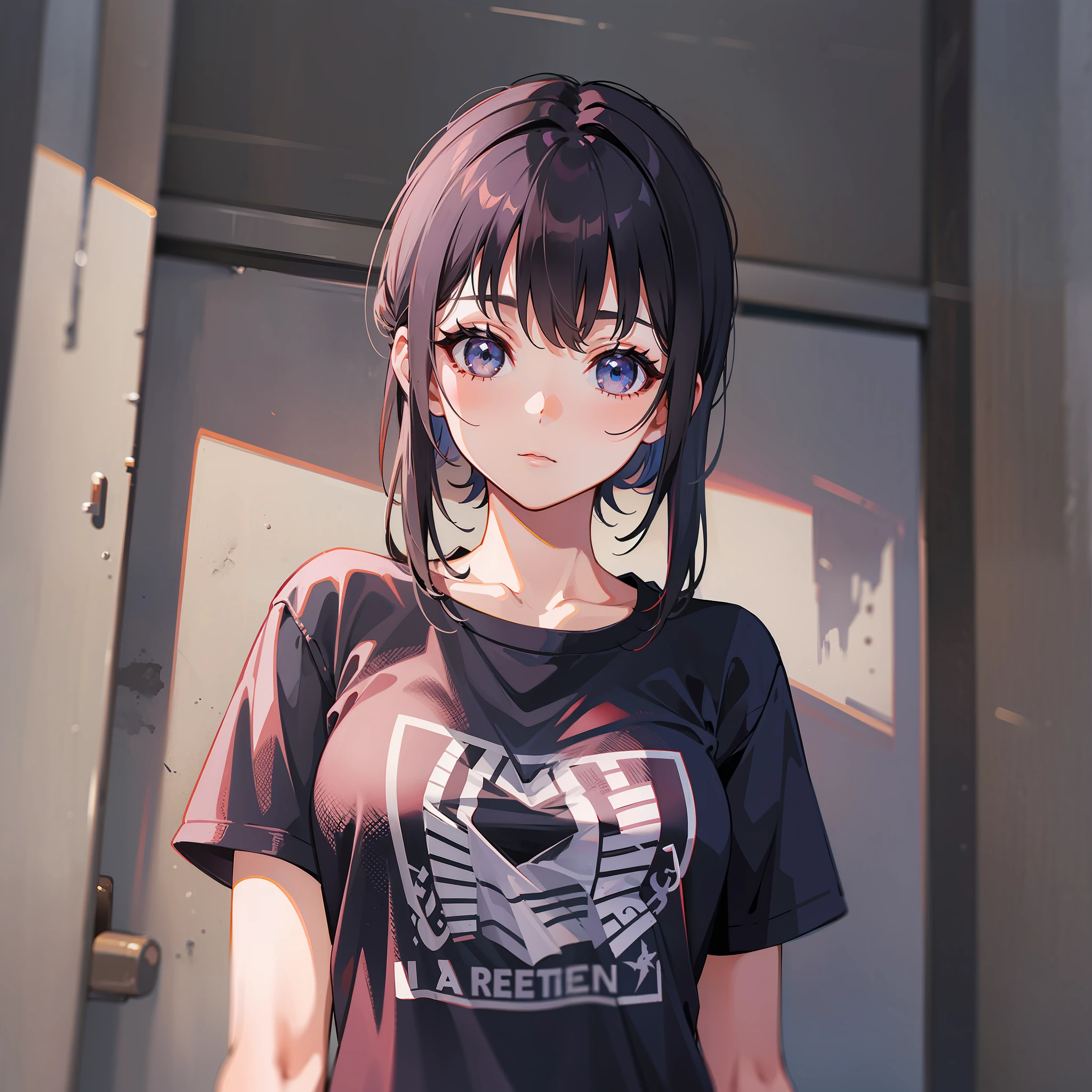 Girl in t-shirt, full upper body