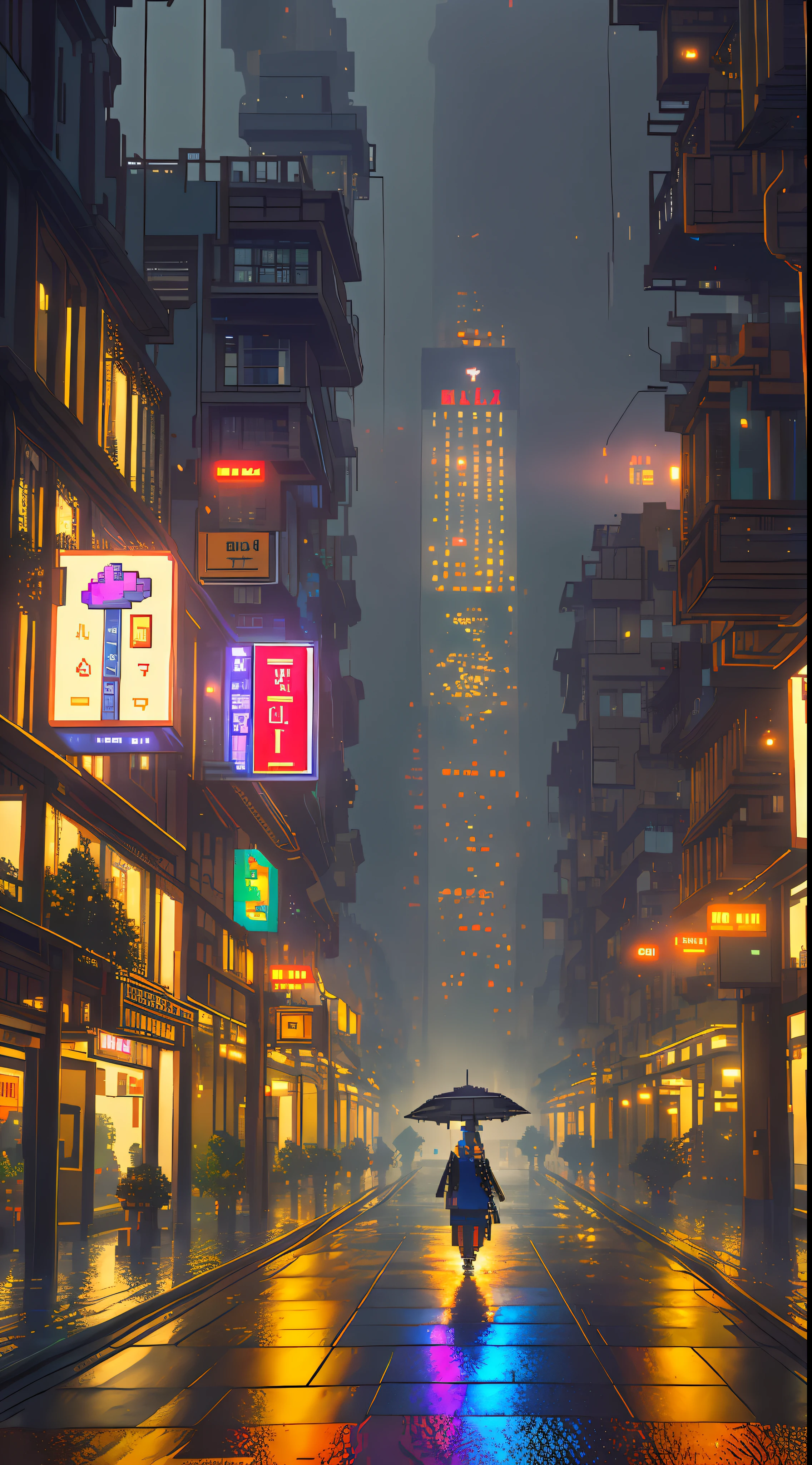 ((game pixel art)), mix4,(8k, RAW photo, best quality, masterpiece:1.2), (realistic, photo-realistic:1.37),cityscape, night, rain, wet,professional lighting, photon mapping, radiosity, physically-based rendering,