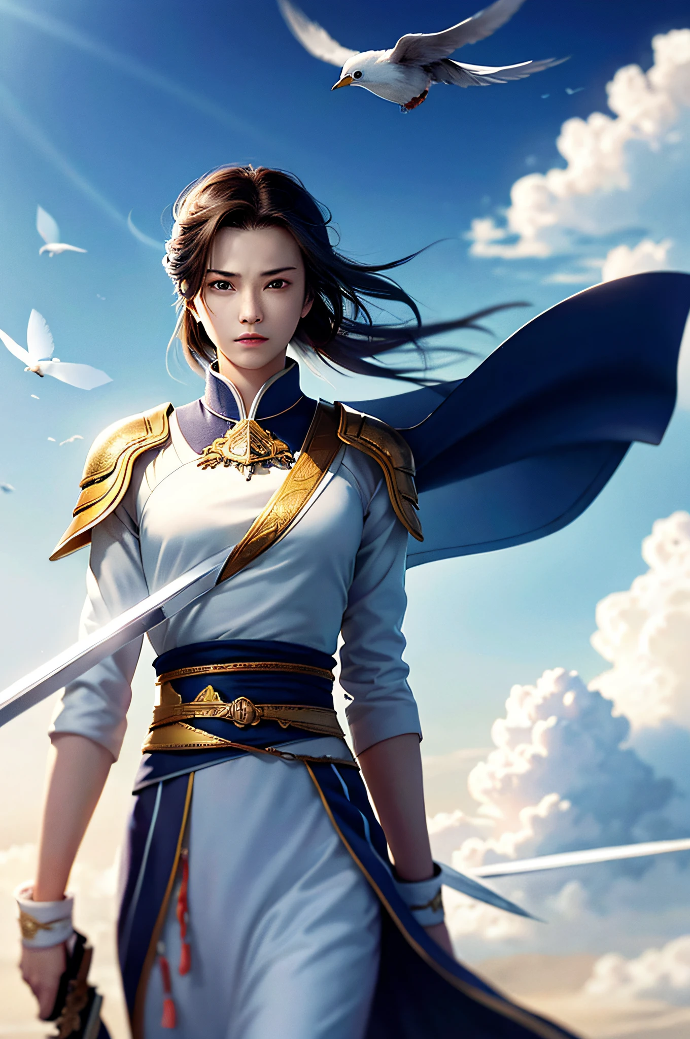 Across the sky: When the imperial sword flies, the sword body is crisscrossed between the sky, flying fast and maneuvering