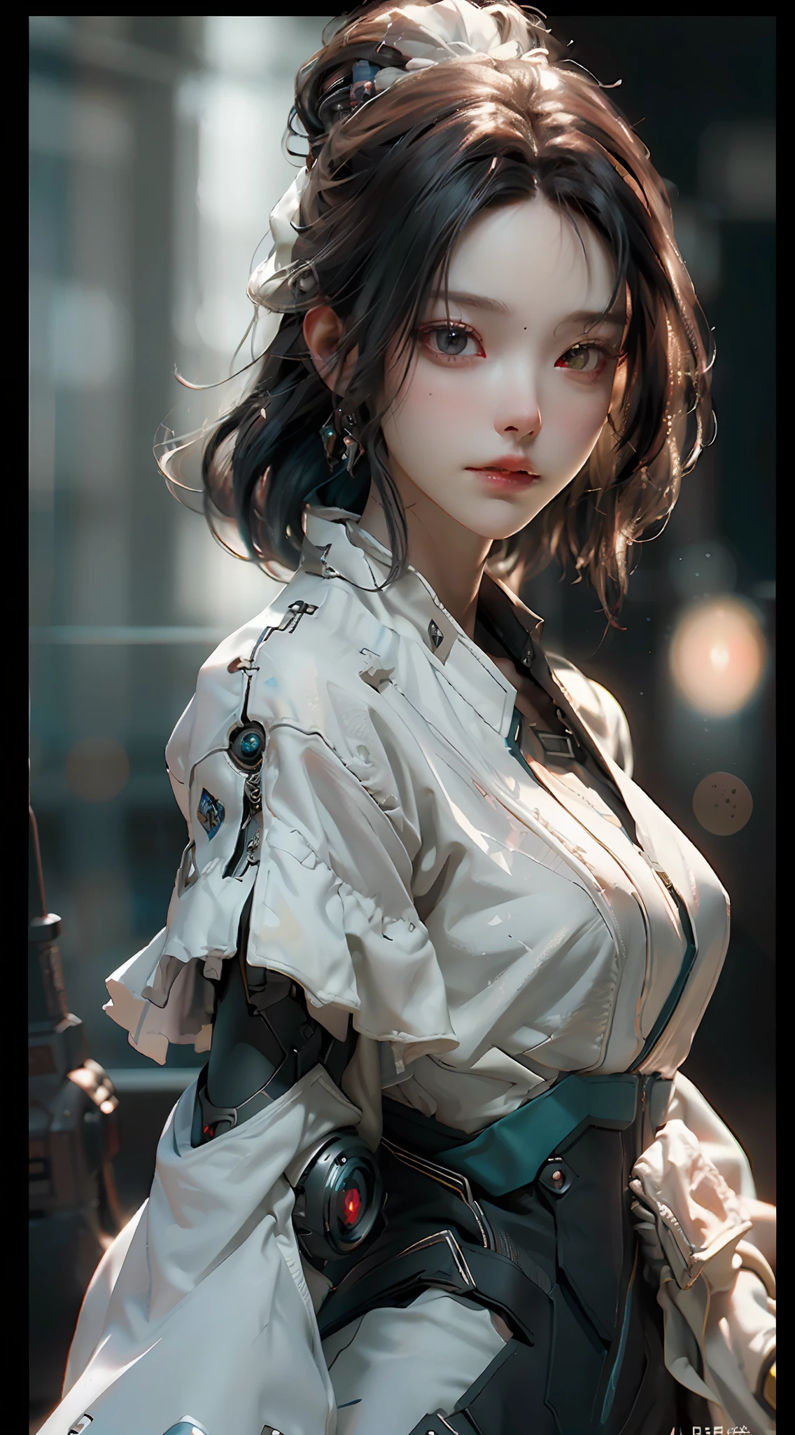 ((Best quality)), ((masterpiece)), (detailed:1.4), 3D, an image of a beautiful cyberpunk female,HDR (High Dynamic Range),Ray Tracing,NVIDIA RTX,Super-Resolution,Unreal 5,Subsurface scattering,PBR Texturing,Post-processing,Anisotropic Filtering,Depth-of-field,Maximum clarity and sharpness,Multi-layered textures,Albedo and Specular maps,Surface shading,Accurate simulation of light-material interaction,Perfect proportions,Octane Render,Two-tone lighting,Wide aperture,Low ISO,White balance,Rule of thirds,8K RAW,