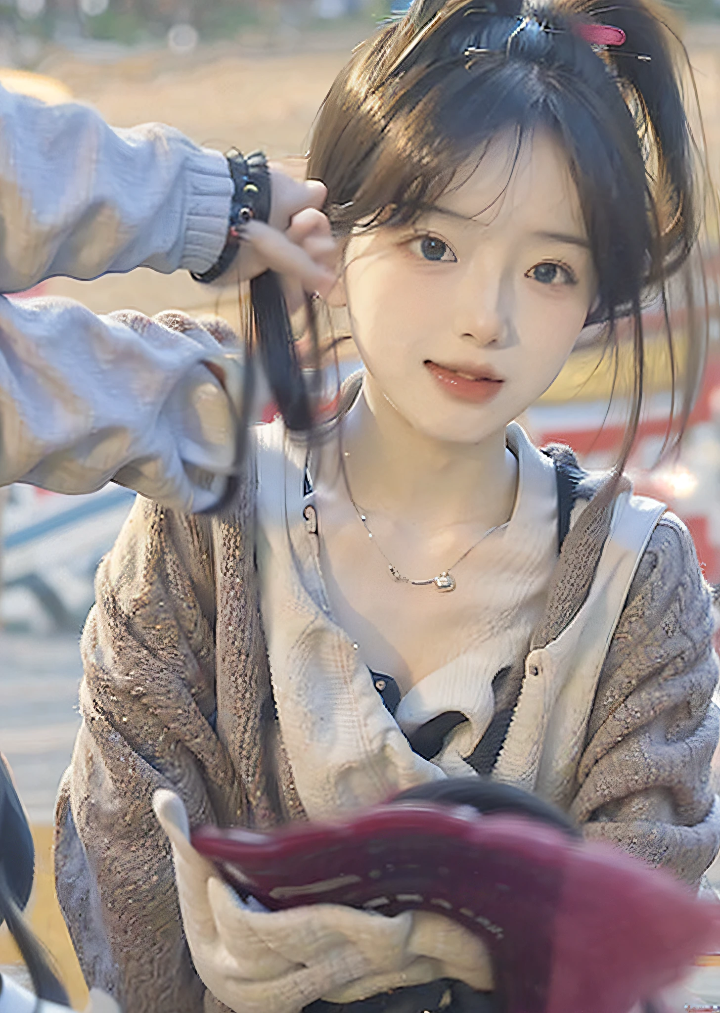 (8k, RAW photo, photorealistic:1.38) ,( lip gloss, eyelashes, glossy side, shiny skin, best quality, ultra high resolution, depth of field, chromatic aberration, caustics, wide light, natural shadow, Kpop idol) Watch the audience with serenity and goddess-like happiness,