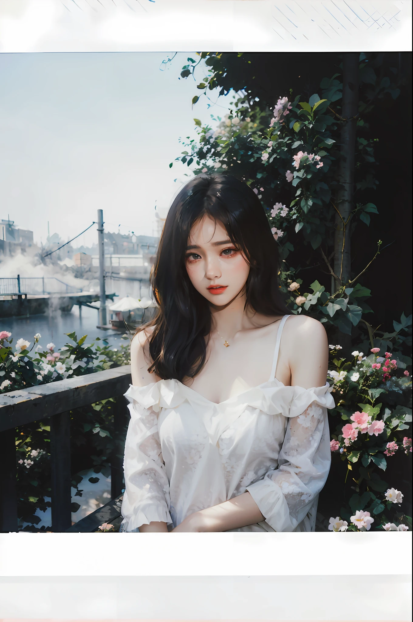 there is a woman that is posing for a picture in front of flowers, ulzzang, jinyoung shin, korean girl, beautiful young korean woman, portrait jisoo blackpink, beautiful south korean woman, by Zhang Han, gorgeous young korean woman, blackpink jennie, beautiful asian girl, portrait of jossi of blackpink, infp young woman, young asian girl, a cute young woman