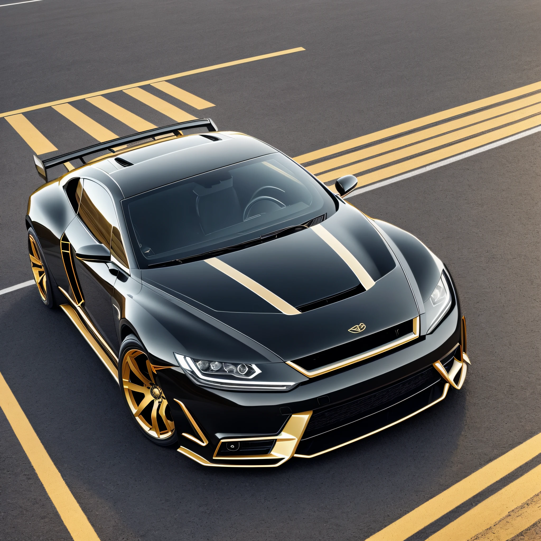 A black car with golden details - futuristic lines --auto --s2