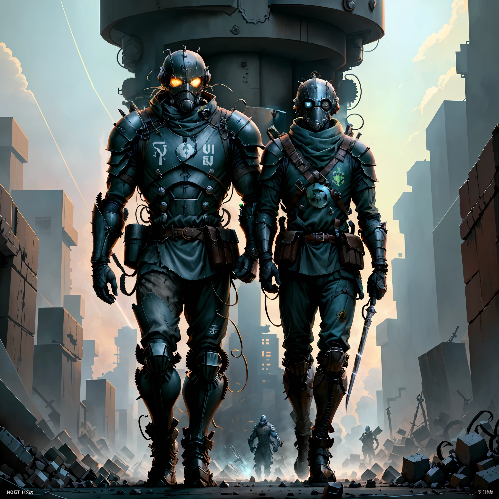 The Knight of Radiation emerges from the ashes of a post-apocalyptic world, his lead armor reflecting the scarcity and horrors of the environment that surrounds him. Each piece of armor is heavy and worn, showing the marks of past battles and the constant struggle for survival.
The mask that covers your face, adorned with respirators and filters, is a defense against the toxins and radioactive particles that permeate the contaminated air. The Knight's eyes shine with an indomitable determination, forged by countless adversities.
In his firm hands, he wields a massive lead sword, a symbol of his endurance and unwavering strength. The sword is an extension of his being, a weapon he uses with deadly skill and precision. Every blow from the Radiation Knight is a promise of protection and a threat to those who dare to challenge their quest for survival.
The Knight travels through the wastelands, facing grotesque mutants and ruthless bandits, always in search of scarce resources for himself and for those who still resist. His compassionate heart is a marked contrast to the harshness of his exterior, and he is willing to risk his life to protect the innocent and offer a glimmer of hope in a world gripped by chaos.
Each battle the Knight of Radiation faces is a constant reminder of his own frailty and the ephemeral nature of human existence. Yet he remains an imposing figure, a fearless guardian of those who cannot defend themselves. His presence inspires courage in other survivors, and through his actions, he personifies humanity's resilience in the face of darkest adversity.
The Radiation Knight is a symbol of hope and a living example that even in a scarce and desolate world, the will to survive and protect can overcome all odds