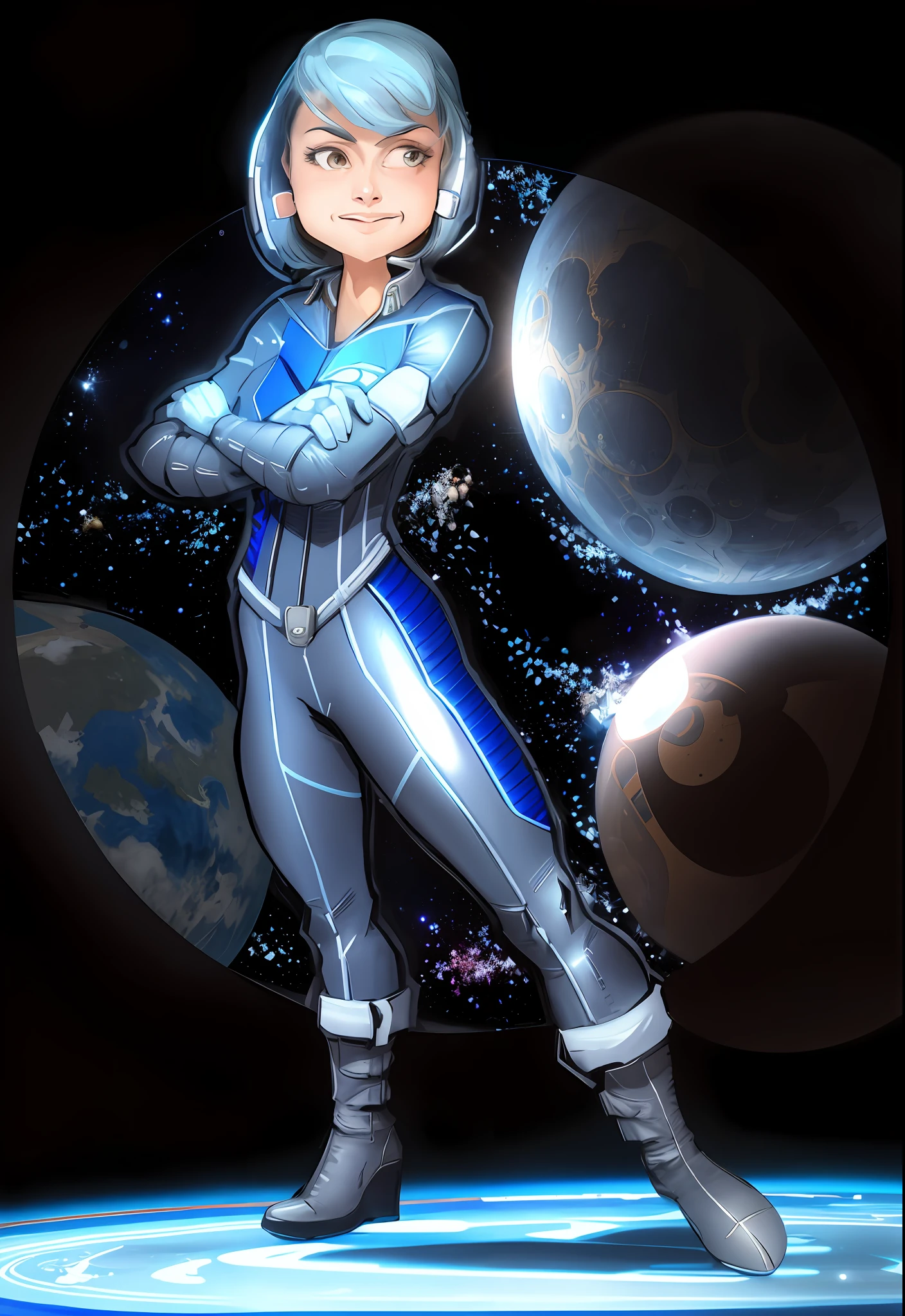 a drawing of a woman in a space suit with a bat, scifi woman, portrait armored astronaut girl, clothed in space suit, in spacesuit, girl in space, art deco of a space woman, with a space suit on, as a retro futuristic heroine, bold lineart, as a retrofuturistic heroine, official character illustration, 1 9 6 0 s space girl