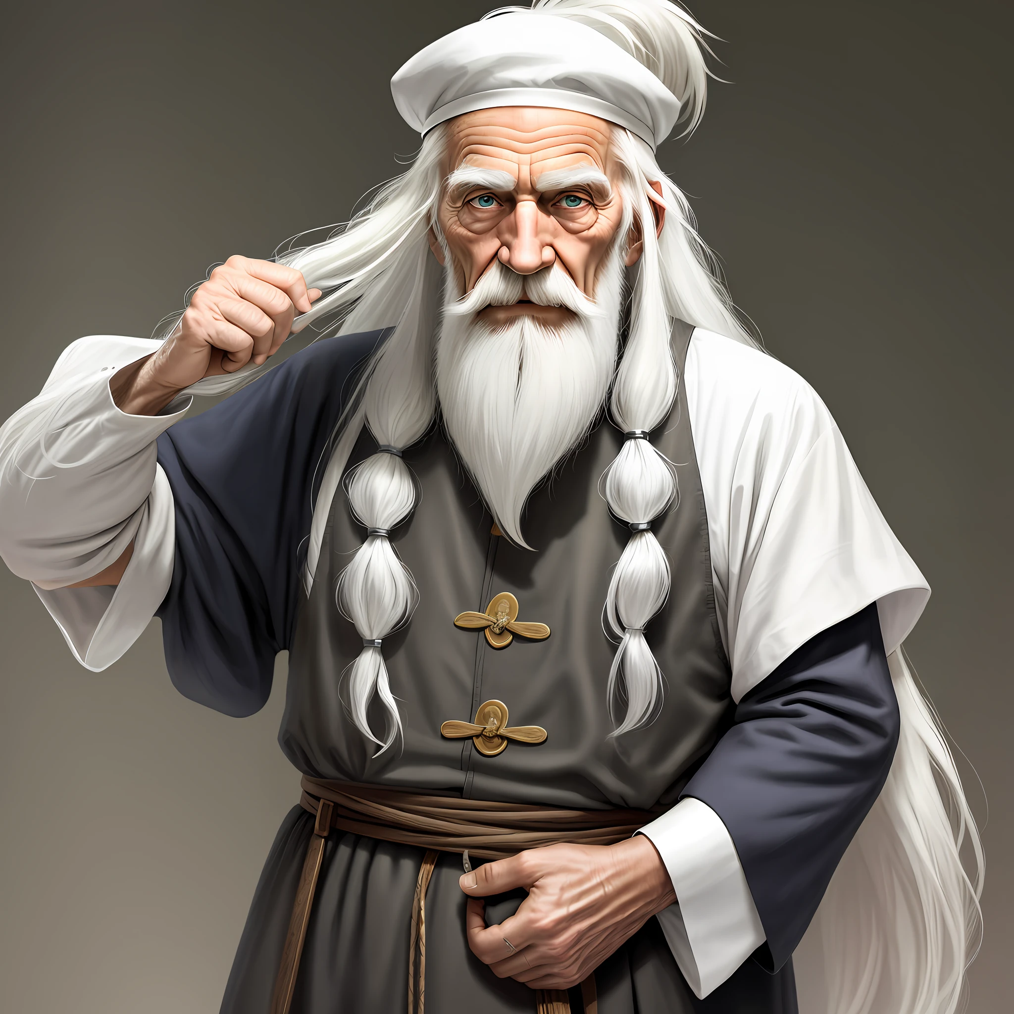 an old man with long white hair and brarbas