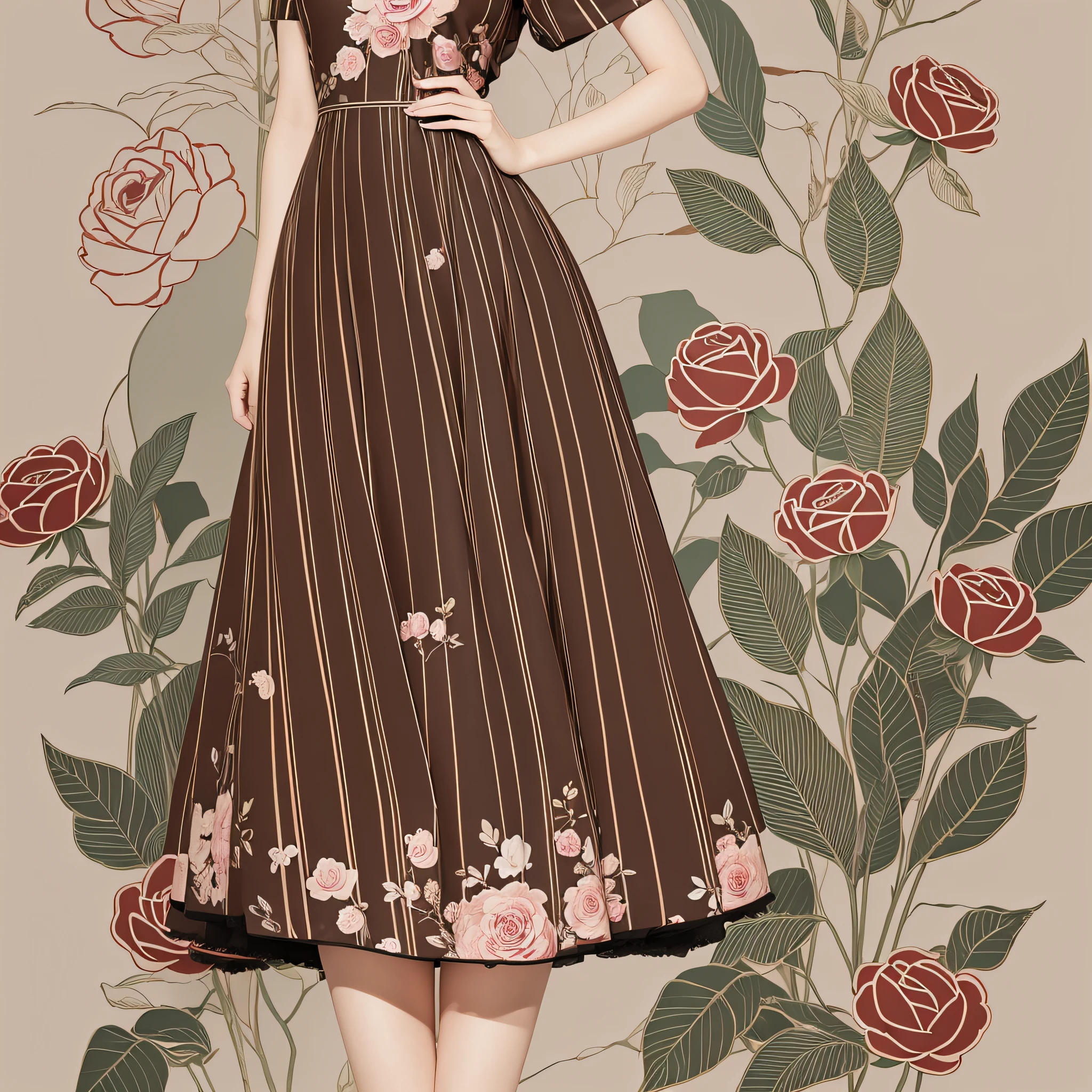 Constructivism, a simple fashion show scene, roses, chinoiserie beauties, illustration style, Memphis style --auto --s2