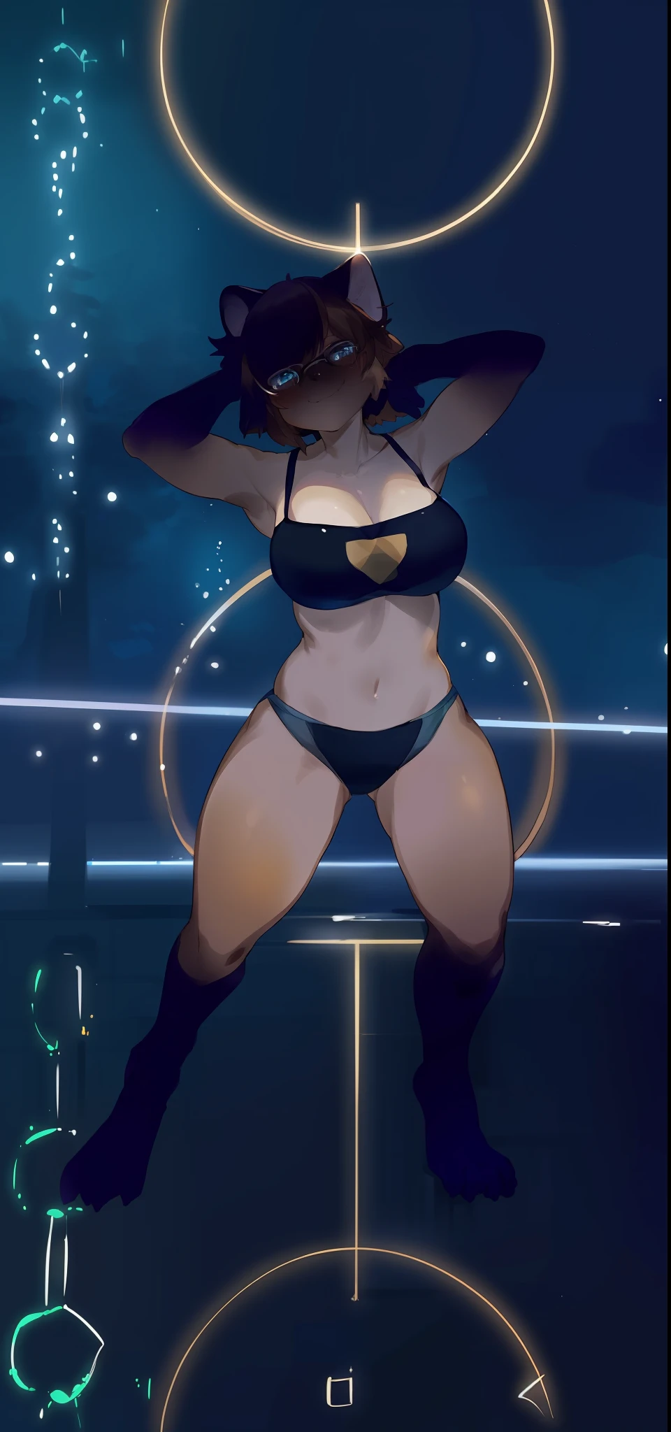 Solo, female, anthro, (((siamese))), feline, cat, underwear, smirking, glasses, hair, brown hair, blue eyes, by buta99, by pgm300, by suurin 2, by kishibe, by bebebebebe, by sindoll