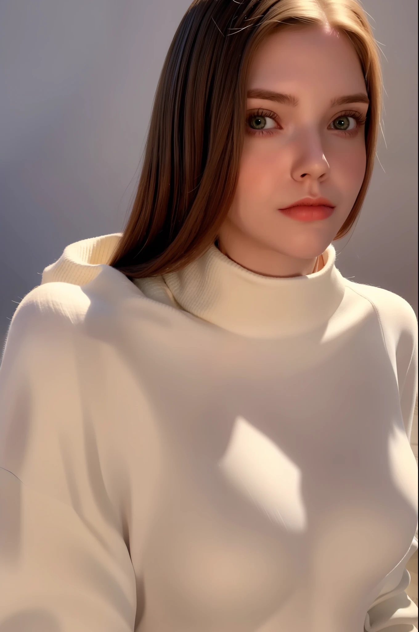 A European and American beauty, photorealistic, white sweater, dynamic lighting, artstation, volumetric lighting, very detailed faces, 4k