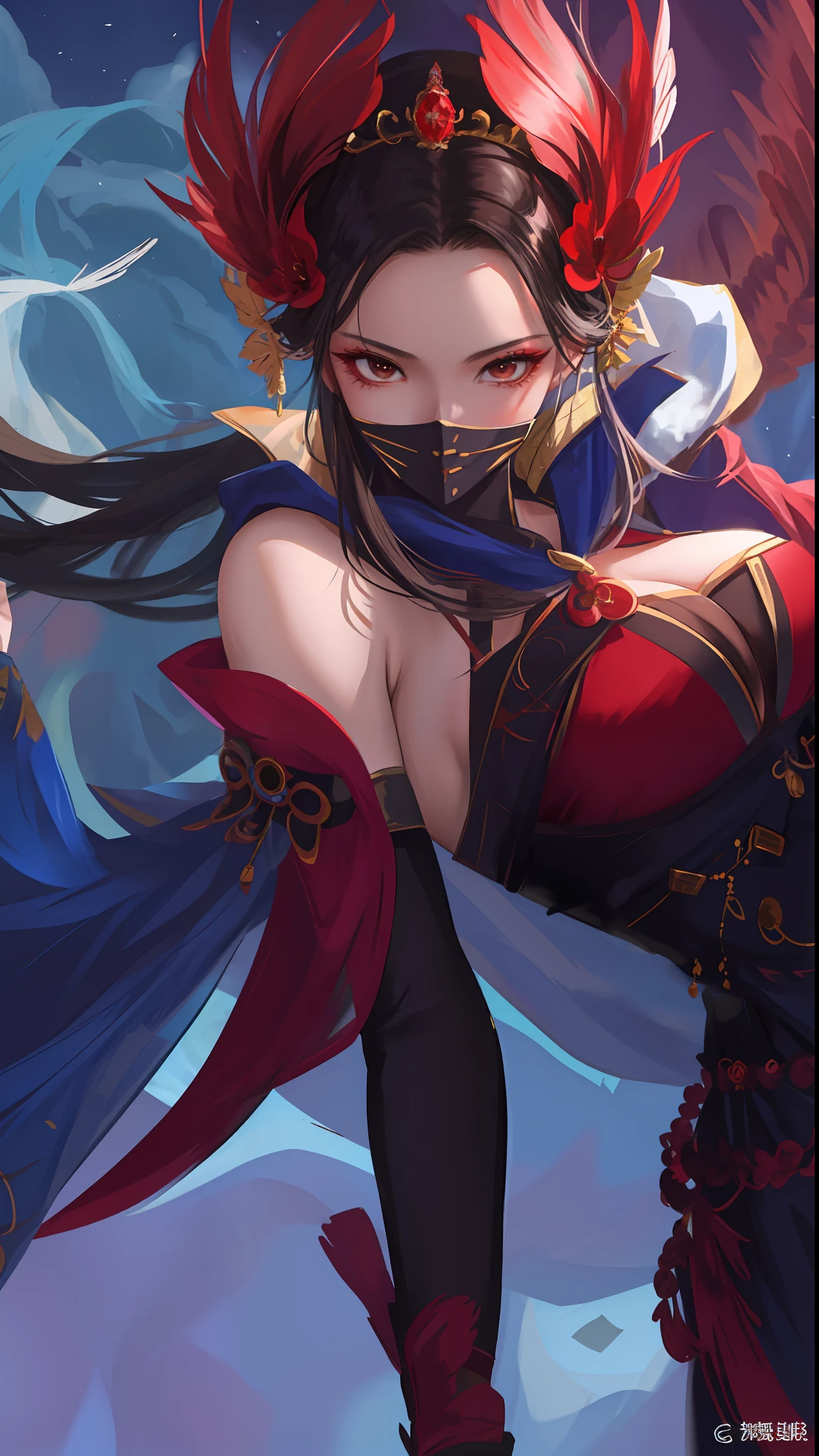(Huge breasts), (Huge cleavage), breasts larger than the torso, crazy swollen breasts, snow-white skin, Miyue, a character in Glory of Kings, she shows the style of a queen and a classical gorgeous temperament. She was dressed in a gorgeous robe, and her clothes flowed, showing a noble and majestic momentum. A feather crown headdress adorns her hairline, like a phoenix spreading its wings.
Her face is picturesque, her red lips are bright, and she exudes an elegant and charming charm. Her tall figure is stunning, as perfect as a sculpture. Her jade hands show her noble origin and elegant temperament between her fingers.
Every step Miyue took was full of confidence and majesty, she was the queen of that battlefield, standing abruptly, attracting everyone's attention. Her robe fluttered in the wind, like a beautiful picture of walking.
She conquered the hearts of many players with her appearance and temperament and became the object of their worship. Her gorgeous appearance is stunning, as if she has traveled through time and space, perfectly combining ancient nobility with modern beauty. Miyue, she is the gorgeous queen of that ancient court and a charming character in the glory of the king.