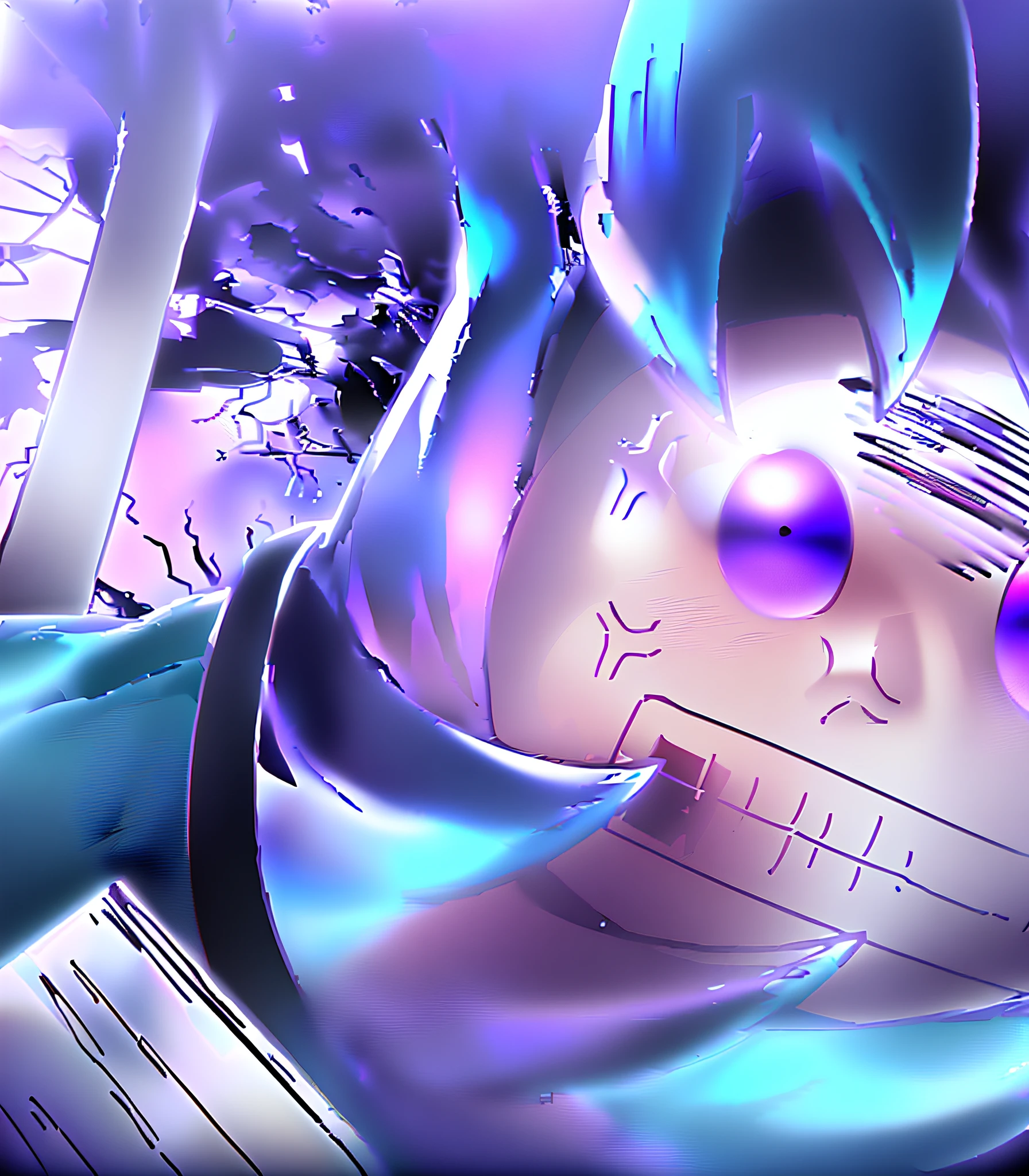 anime character with a blue hair and a purple face, profile picture 1024px, background art, album art, in no game no life, badass anime 8 k, 4 k manga wallpaper, epic anime style, official artwork, demonic atmosphere, anime style 4 k, 8k!, anime lush john 8k woods, 4k! --auto --s2