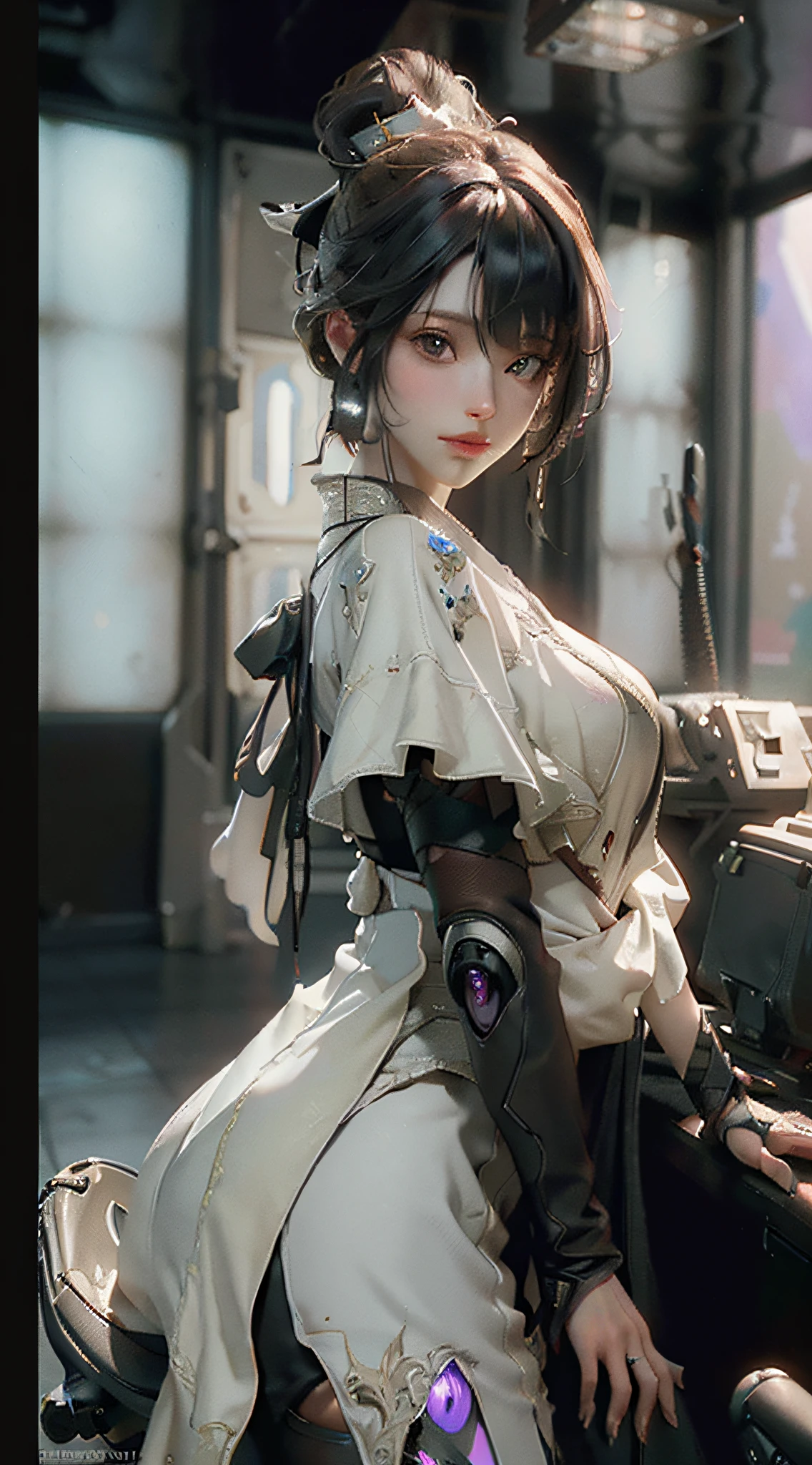 ((Best quality)), ((masterpiece)), (detailed:1.4), 3D, an image of a beautiful cyberpunk female,HDR (High Dynamic Range),Ray Tracing,NVIDIA RTX,Super-Resolution,Unreal 5,Subsurface scattering,PBR Texturing,Post-processing,Anisotropic Filtering,Depth-of-field,Maximum clarity and sharpness,Multi-layered textures,Albedo and Specular maps,Surface shading,Accurate simulation of light-material interaction,Perfect proportions,Octane Render,Two-tone lighting,Wide aperture,Low ISO,White balance,Rule of thirds,8K RAW,