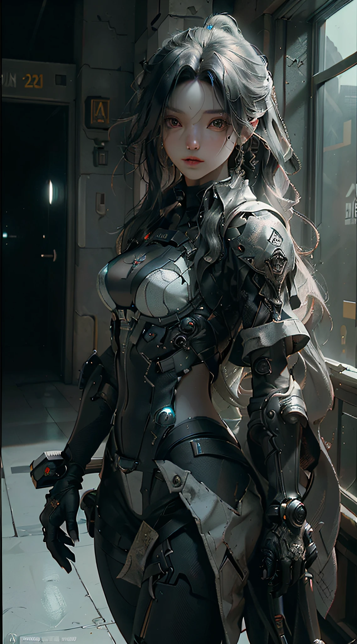 ((Best quality)), ((masterpiece)), (detailed:1.4), 3D, an image of a beautiful cyberpunk female,HDR (High Dynamic Range),Ray Tracing,NVIDIA RTX,Super-Resolution,Unreal 5,Subsurface scattering,PBR Texturing,Post-processing,Anisotropic Filtering,Depth-of-field,Maximum clarity and sharpness,Multi-layered textures,Albedo and Specular maps,Surface shading,Accurate simulation of light-material interaction,Perfect proportions,Octane Render,Two-tone lighting,Wide aperture,Low ISO,White balance,Rule of thirds,8K RAW,