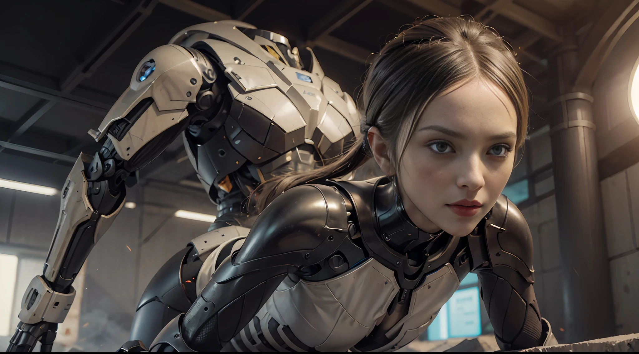 A girl, futuristic sci-fi style, holding a weapon, cannonball, on the battlefield, close-up, mecha, armor, tights, beauty, realistic, elegant, perfect face, goddess,, dynamic pose, pose, surrealism, high detail, supremacy, cinematic lighting, ray tracing, shadow, uhd, retina, masterpiece, ccurate, anatomically correct, textured skin, super detail, high detail, high quality, high quality, award-winning, best quality, high resolution, 1080P, 16k, 8K, 4K, HD