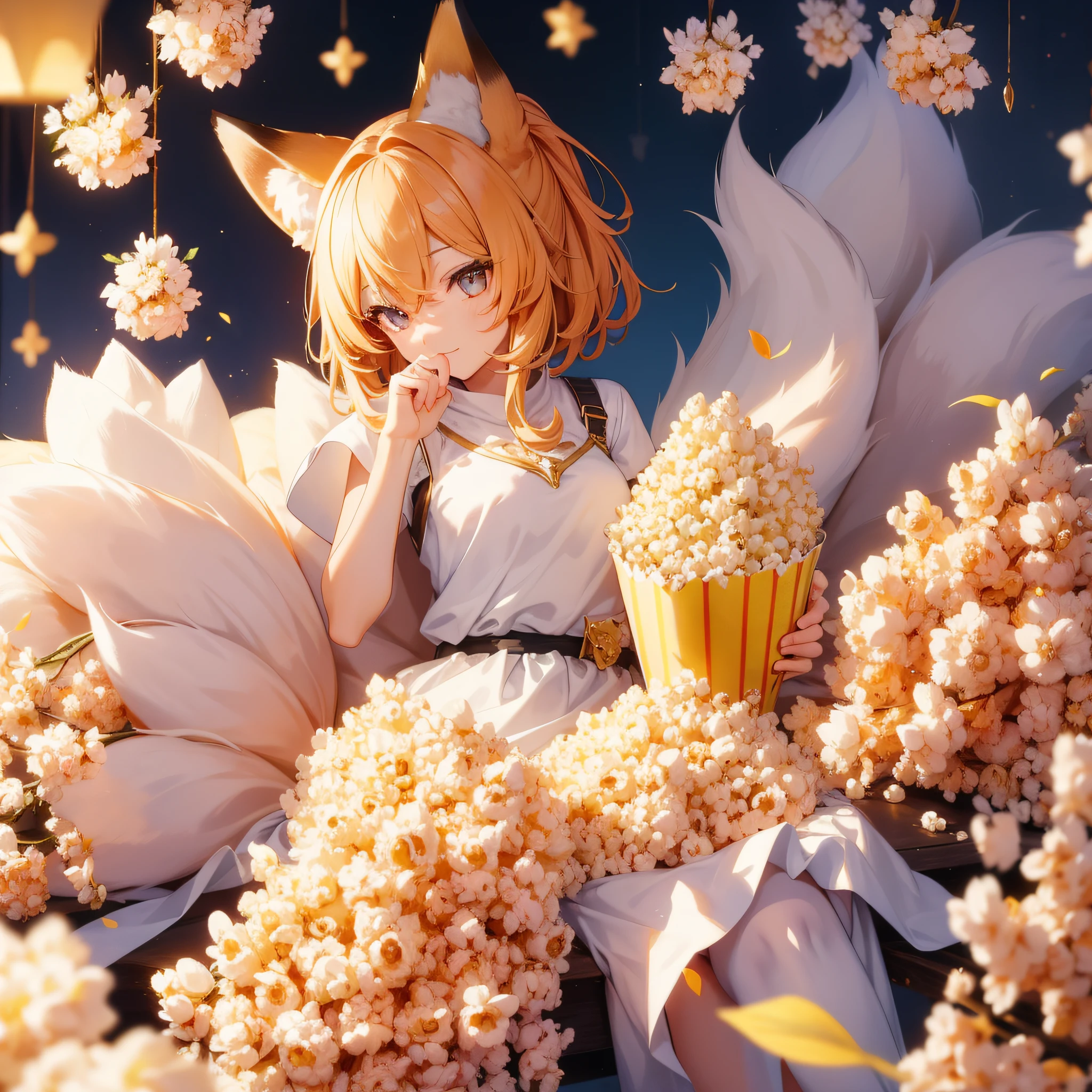 Fox, tail in the form of popcorn