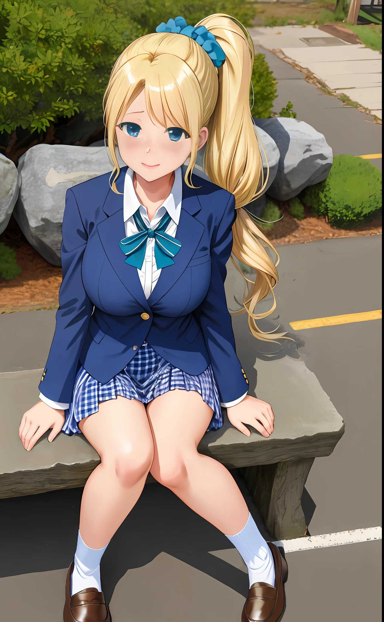  Big Tits Neat Blonde Beautiful Girl Otonokizaka Gakuin Very Thin Beautiful Legs 8K Image Quality Sexy Body Type Dark Blue Blazer Clothes Gingham Check Blue Mini Skirt Loafers Dark Blue High Socks Ponytail Blue Eyes High School Girl Green Ribbon White Scrunchie Hair Fastened