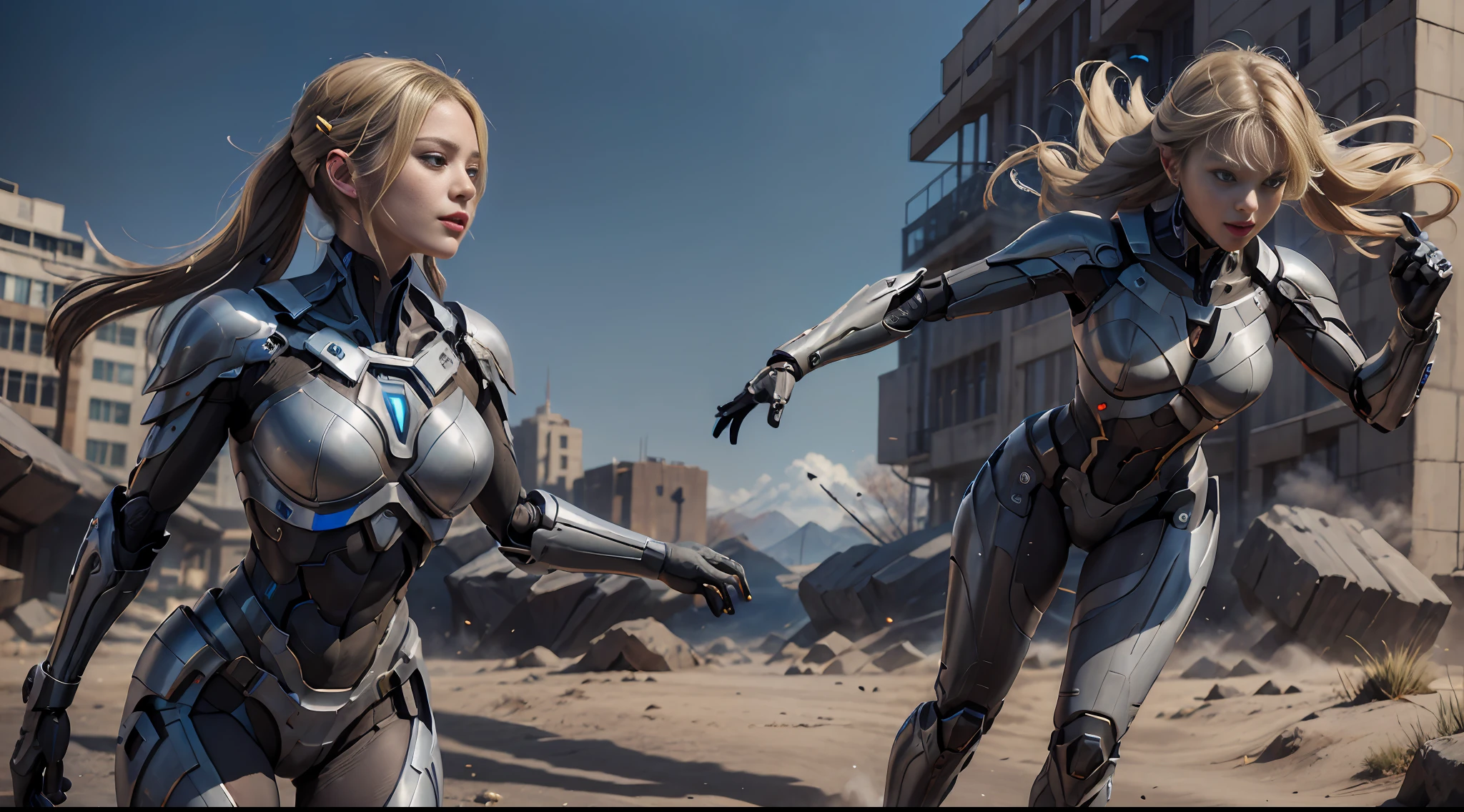 a girl, full body, futuristic sci-fi style, attack, guild battle, bullet ray, weapon in hand, cannonball, on the battlefield, close-up, mecha, armor, tights, beauty, realistic, elegant, perfect face, goddess,, dynamic pose, pose, surrealism, high detail, supremacy, cinematic lighting, ray tracing, shadow, uhd, retina, masterpiece, ccurate, anatomically correct, textured skin, super detail, high detail, high quality, award-winning, best quality, High resolution, 1080P, 16k, 8k, 4K, HD