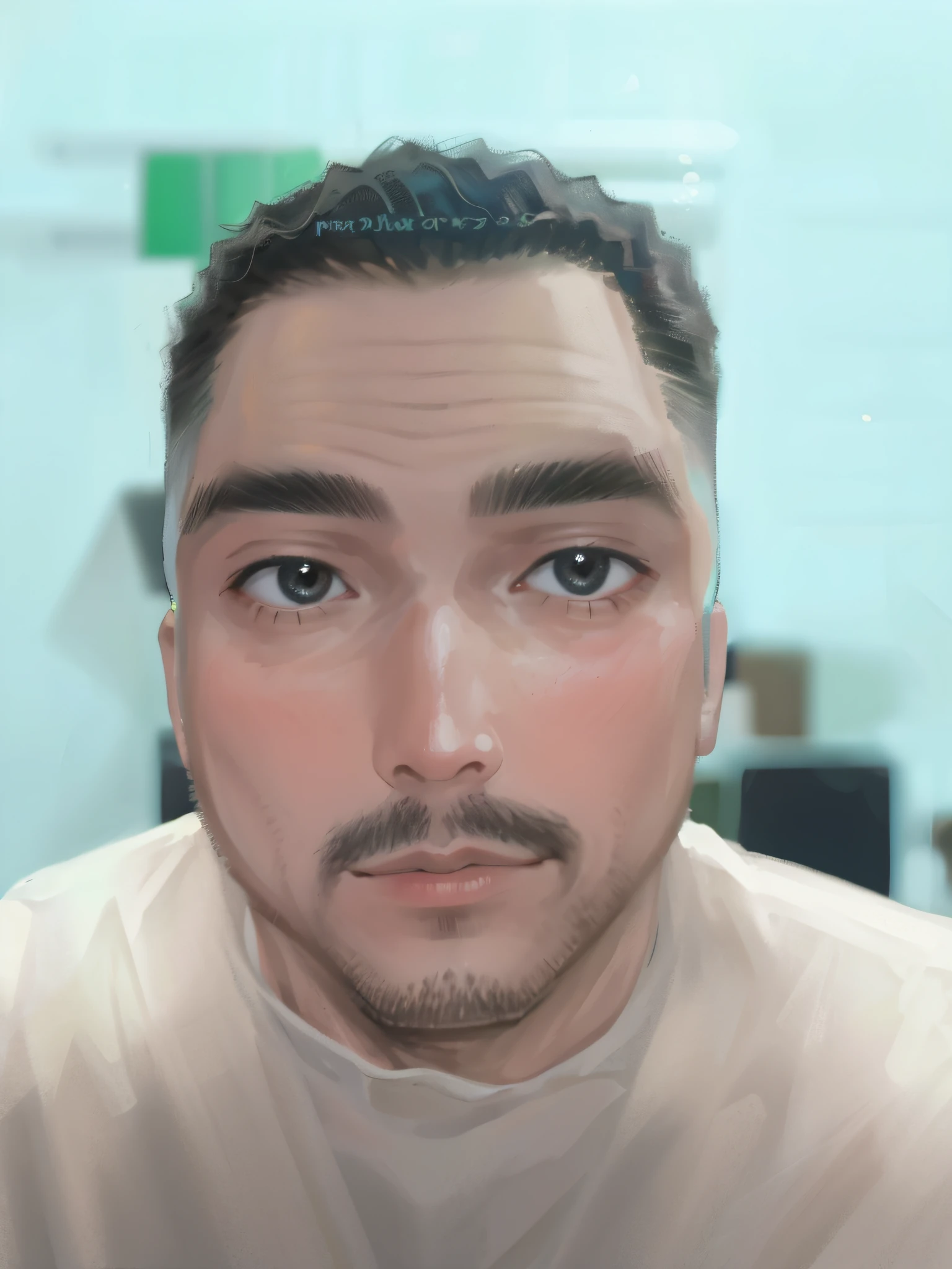 There was a man, 2 to 7 , clean shaved with a wide face