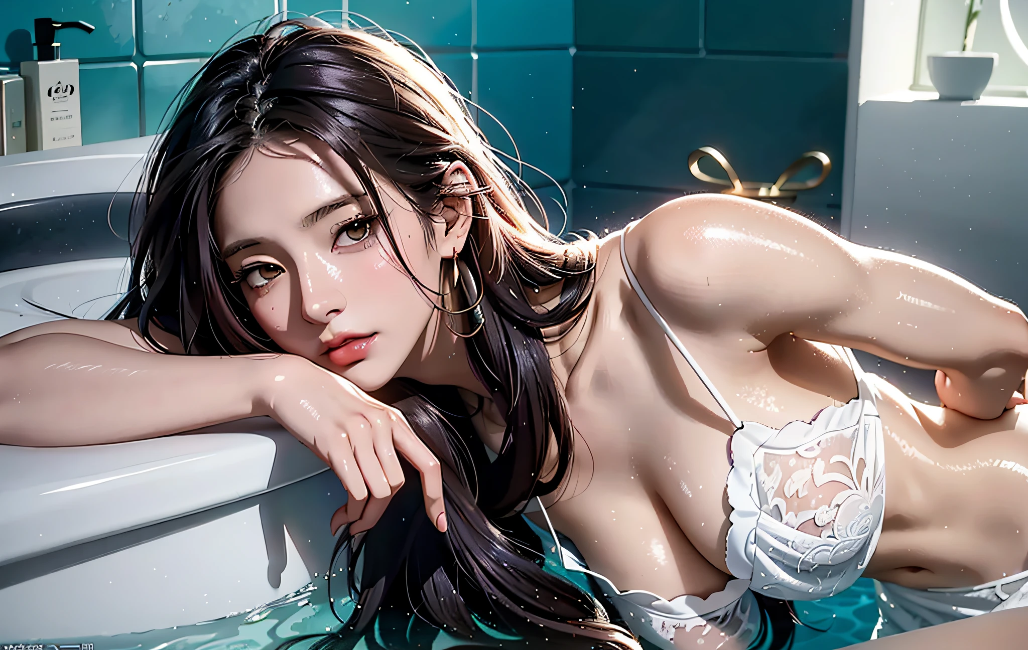 Aravi woman lying in bathtub in white blouse, beautiful seductive anime woman, seductive anime girl, Guvez style artwork, IG model |Artgerm, gorgeous Chinese model, popular on cgstation, Ruan Jia and Artgerm, beautiful and seductive anime , Artgerm. Anime illustrations such as artistic germs