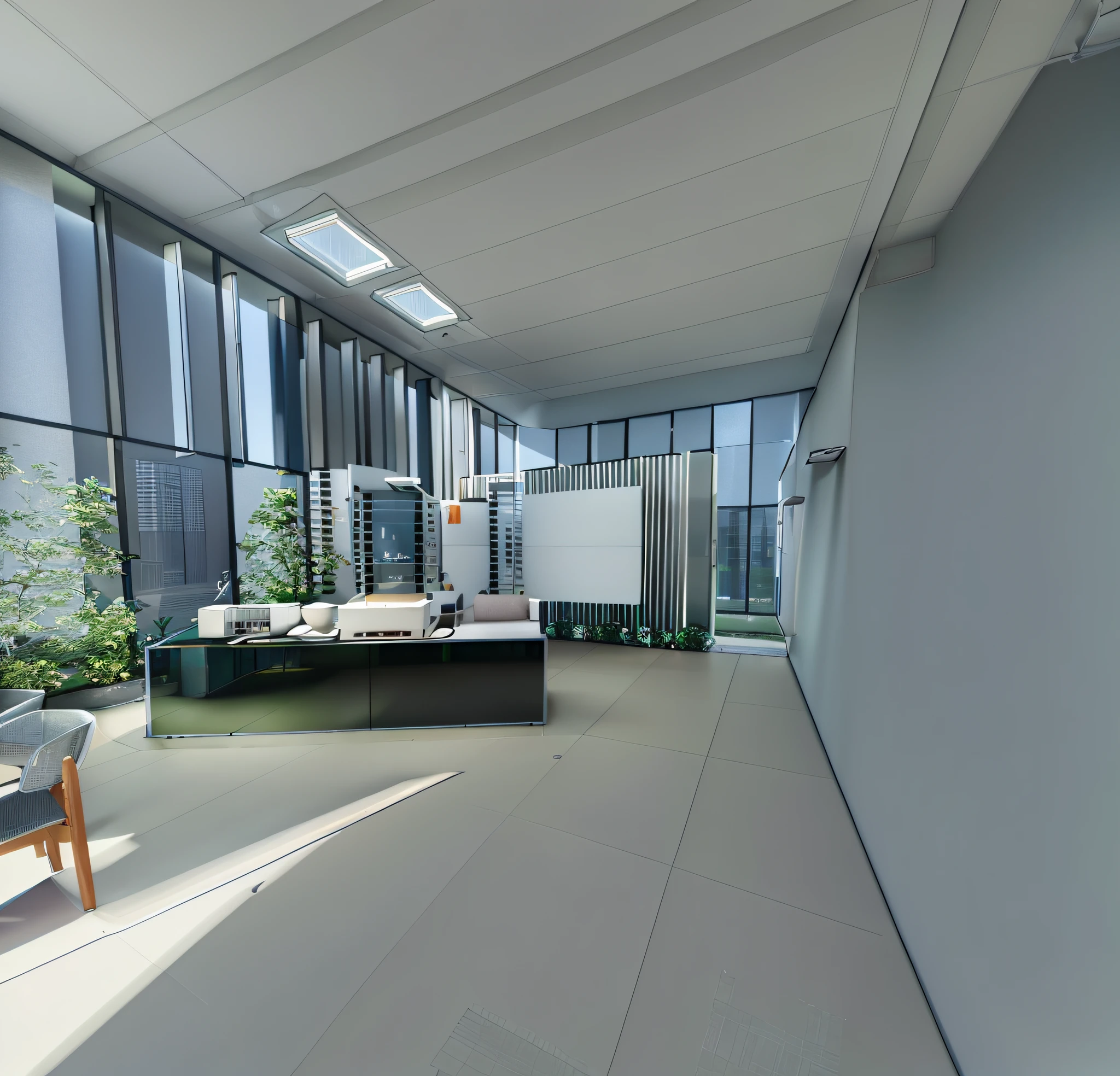 a rendering of a room with a large window and a desk, ground level camera view, enscape render, architectural visualisation, lumion rendering, vue 3d render, arnold rendering, with 3d render, with 3 d render, 3d rendering, 3 d rendering, detailed rendering, digital rendering, lumion render, 3 d renders, 3 d perspective
