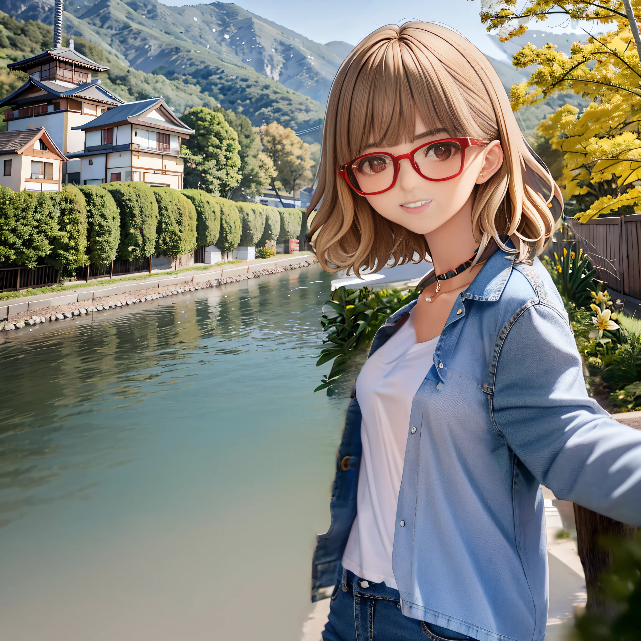 Refreshing smile, denim collar