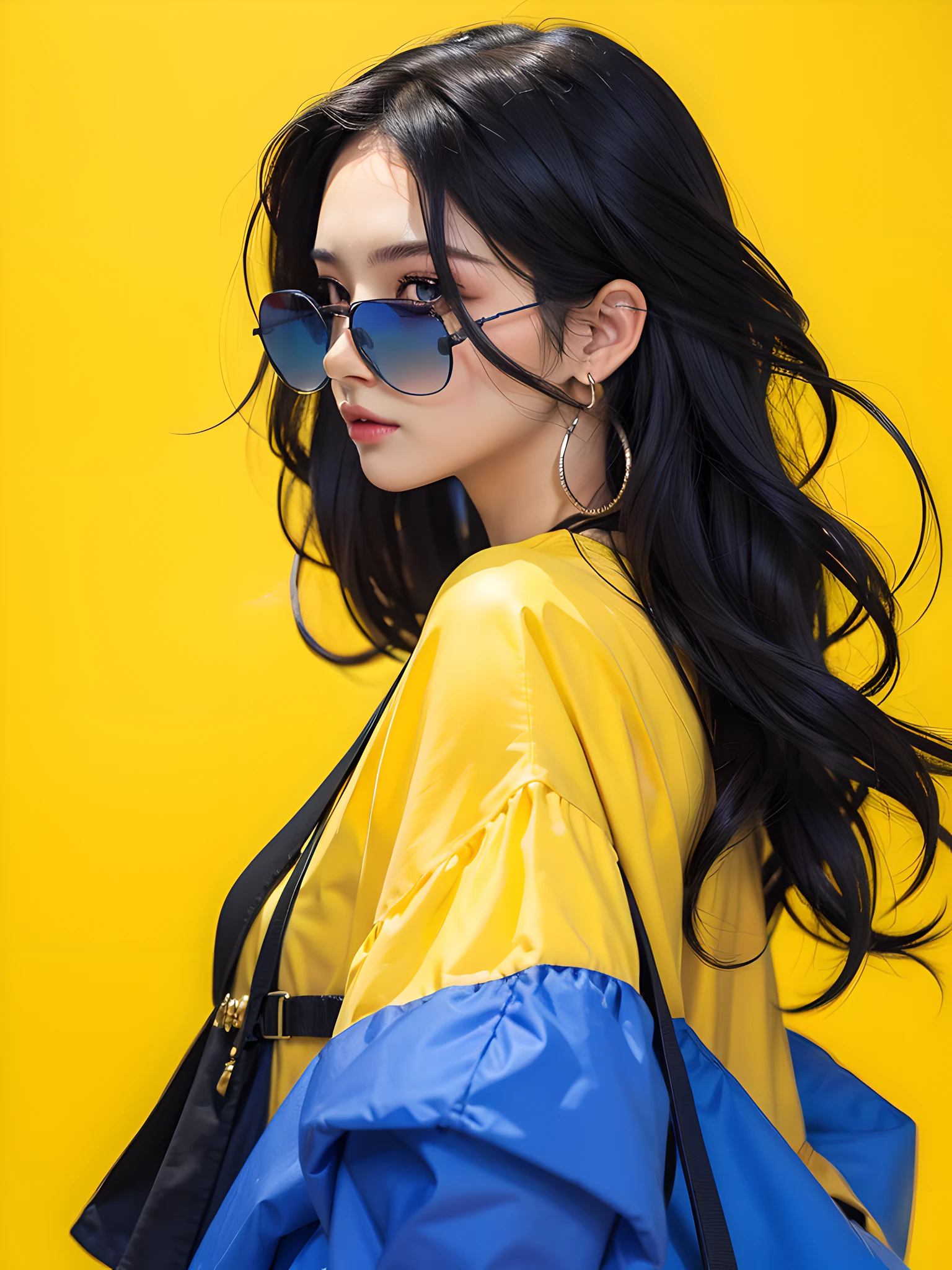 (photorealistic:1.4), best quality, masterpiece, ultra high res, 1girl, (detailed face:1.2), (detailed eyes:1.2), (detailed hair:1.2), (detailed clothes:1.2), 4k, (detailed color:1.2), glasses, earring, black hair,