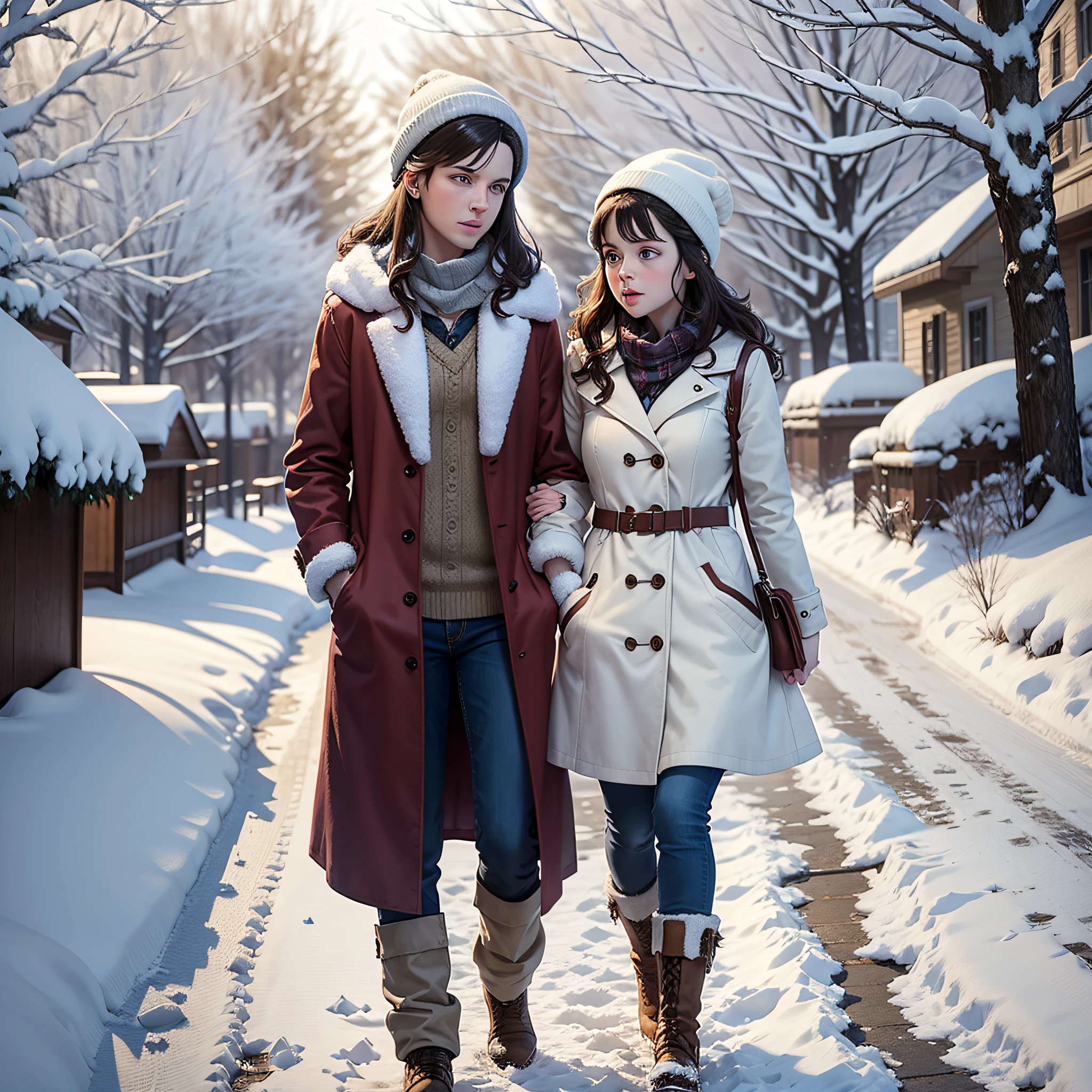 Lorelai and rory in star hollow strolling in the snow --auto --s2