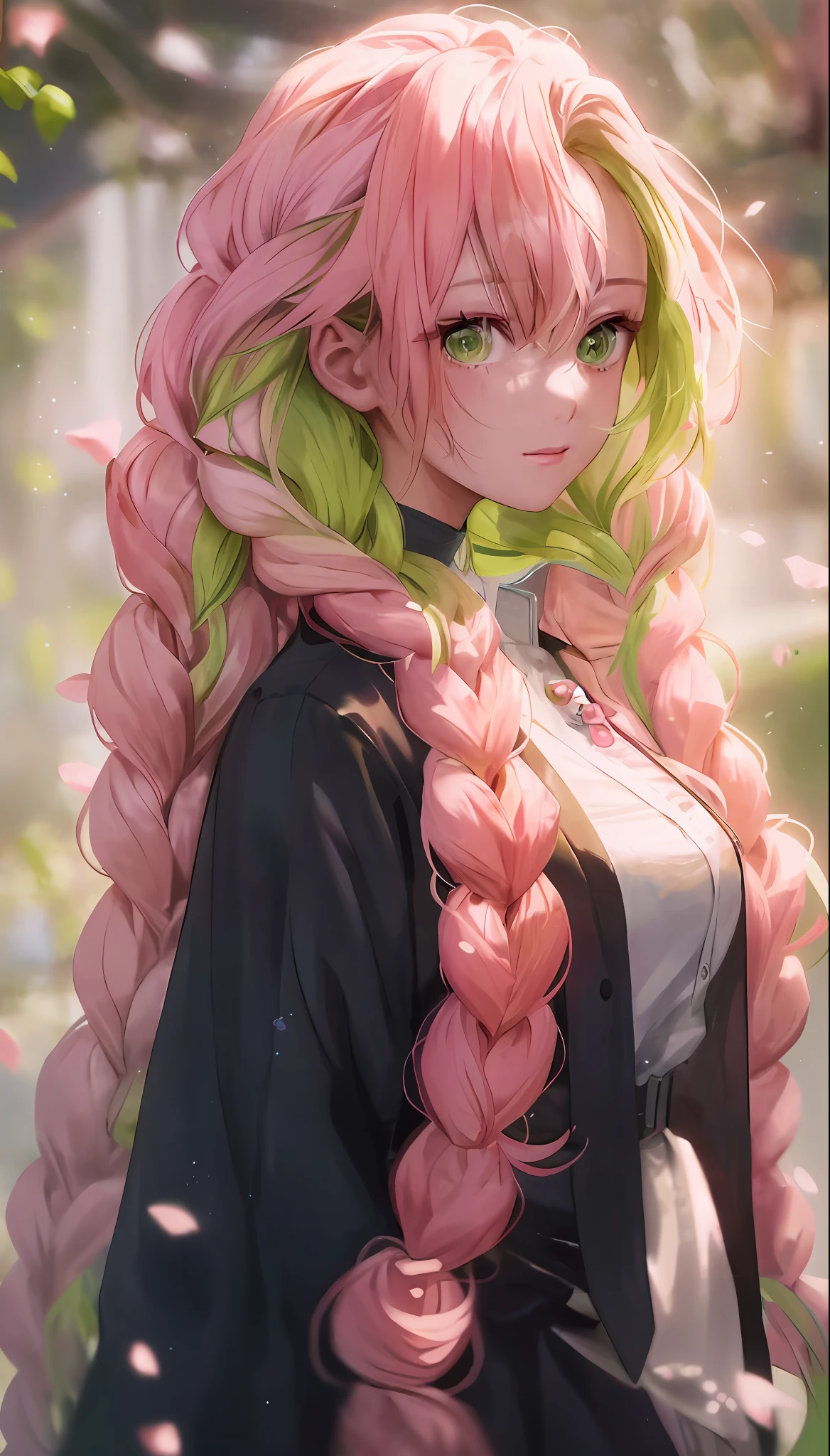 Green eyes, close-up of a person with long pink hair and green scarf, beautiful anime portrait, detailed digital anime art, anime girl with long hair, anime style portrait, detailed portrait of anime girl, beautiful anime art style, detailed anime character art, clean detailed anime art, high quality anime art style, anime girl portrait, beautiful anime girl, cute anime girl portrait