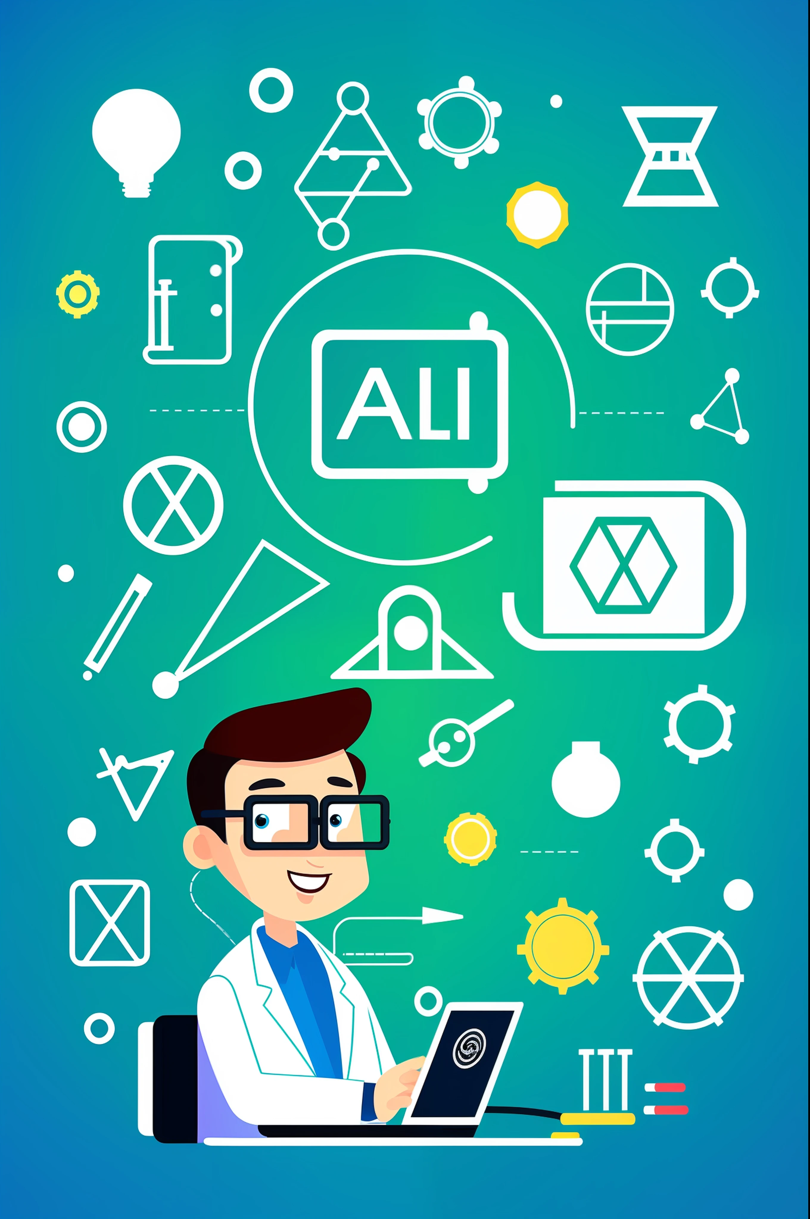 Science and technology ai like cartoon