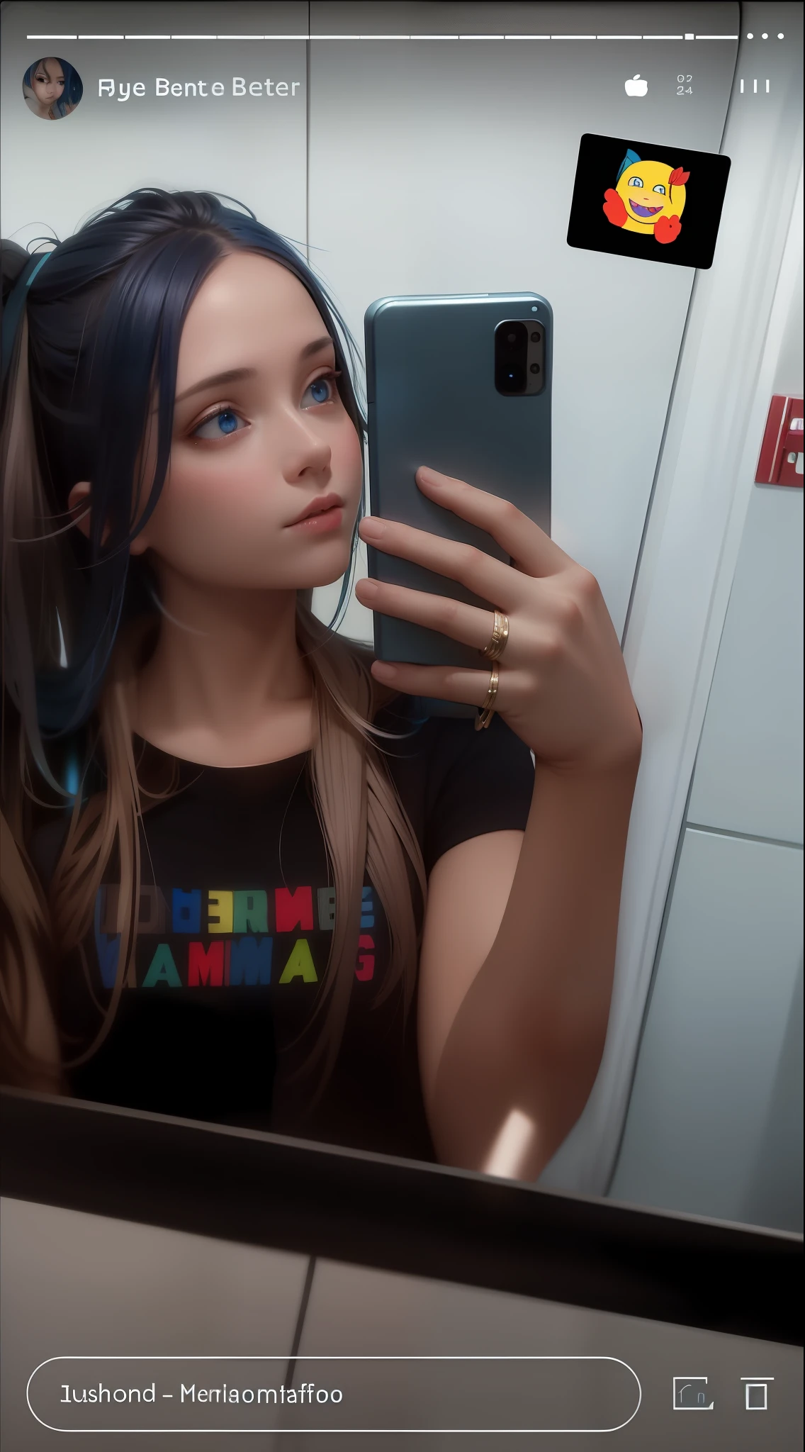 best quality, masterpiece, blue hair, blue eyes, looking up, upper body