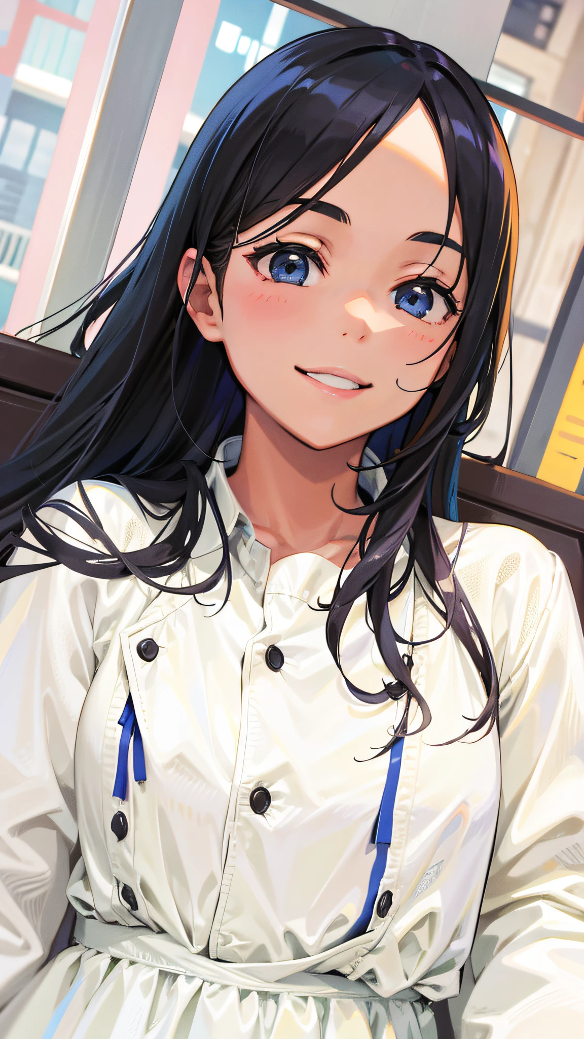Smile, little beauty, two-dimensional, white dress